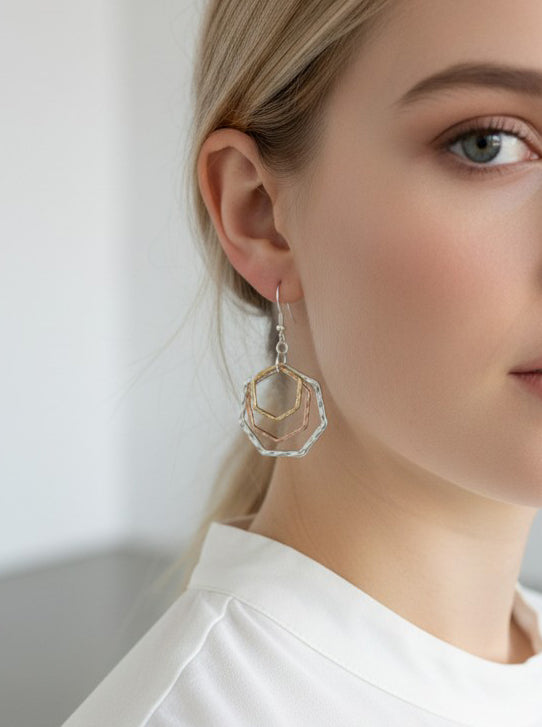 Layered Geometric Dangle Earrings