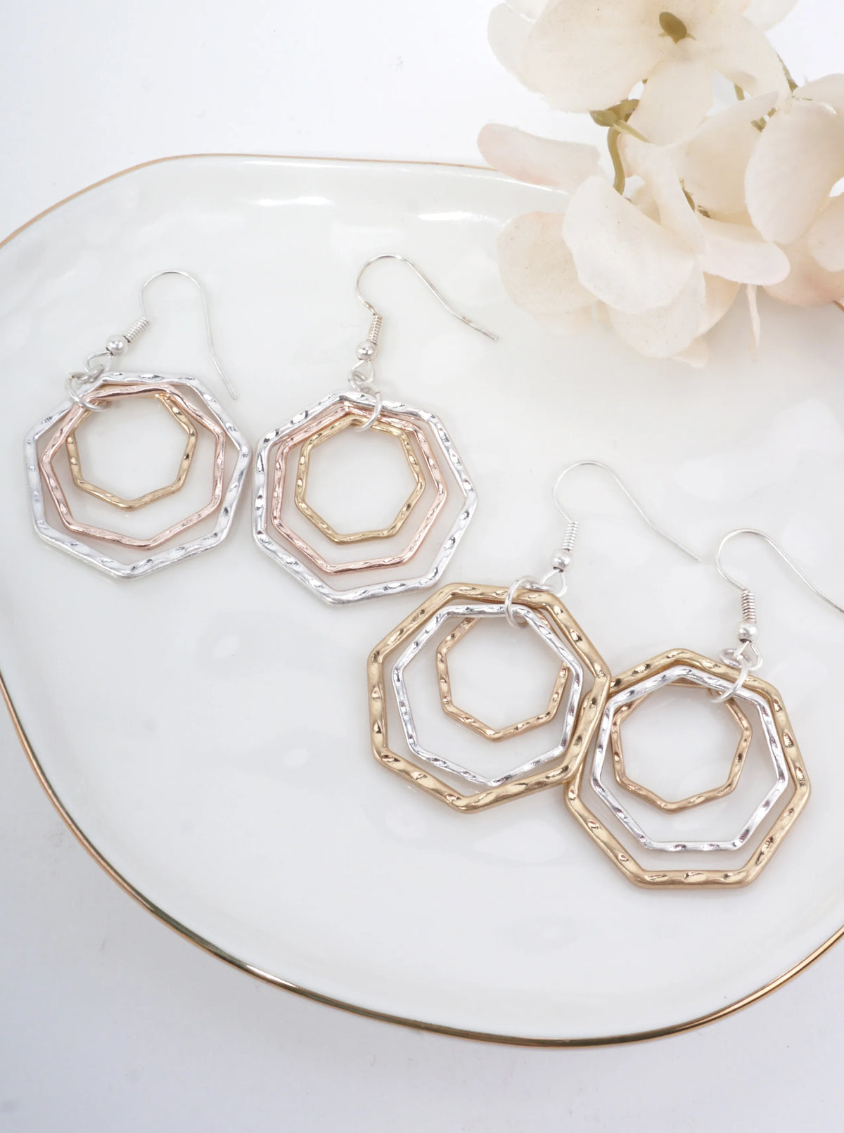 Layered Geometric Dangle Earrings