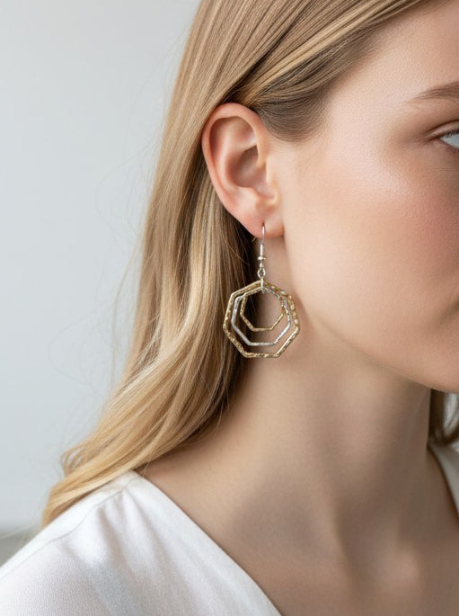 Layered Geometric Dangle Earrings