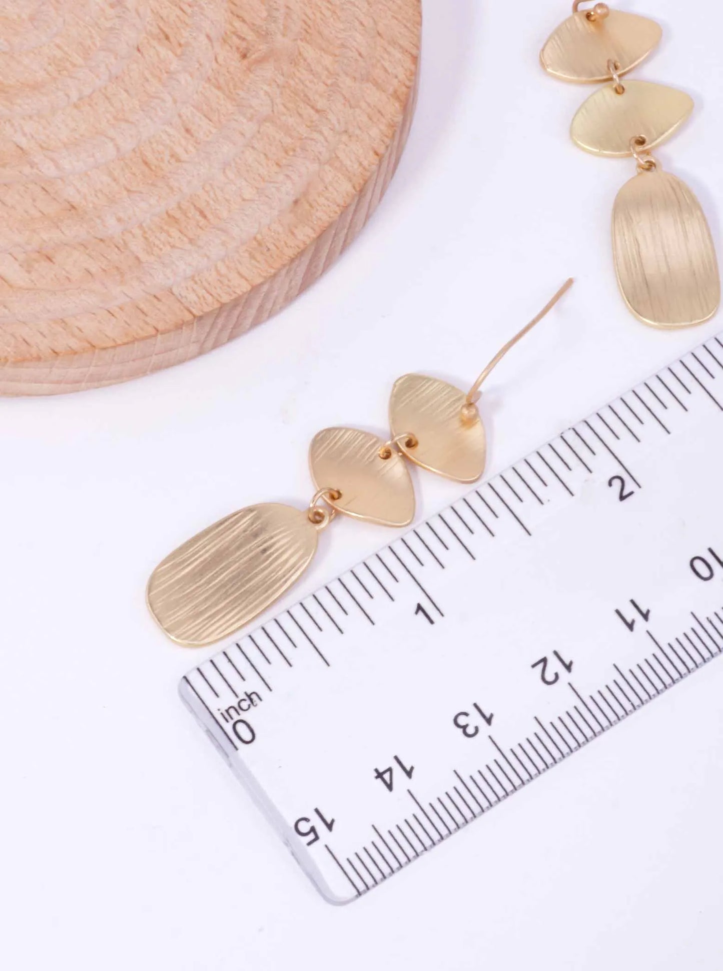 Brushed Geometric Triple Dangle Earrings
