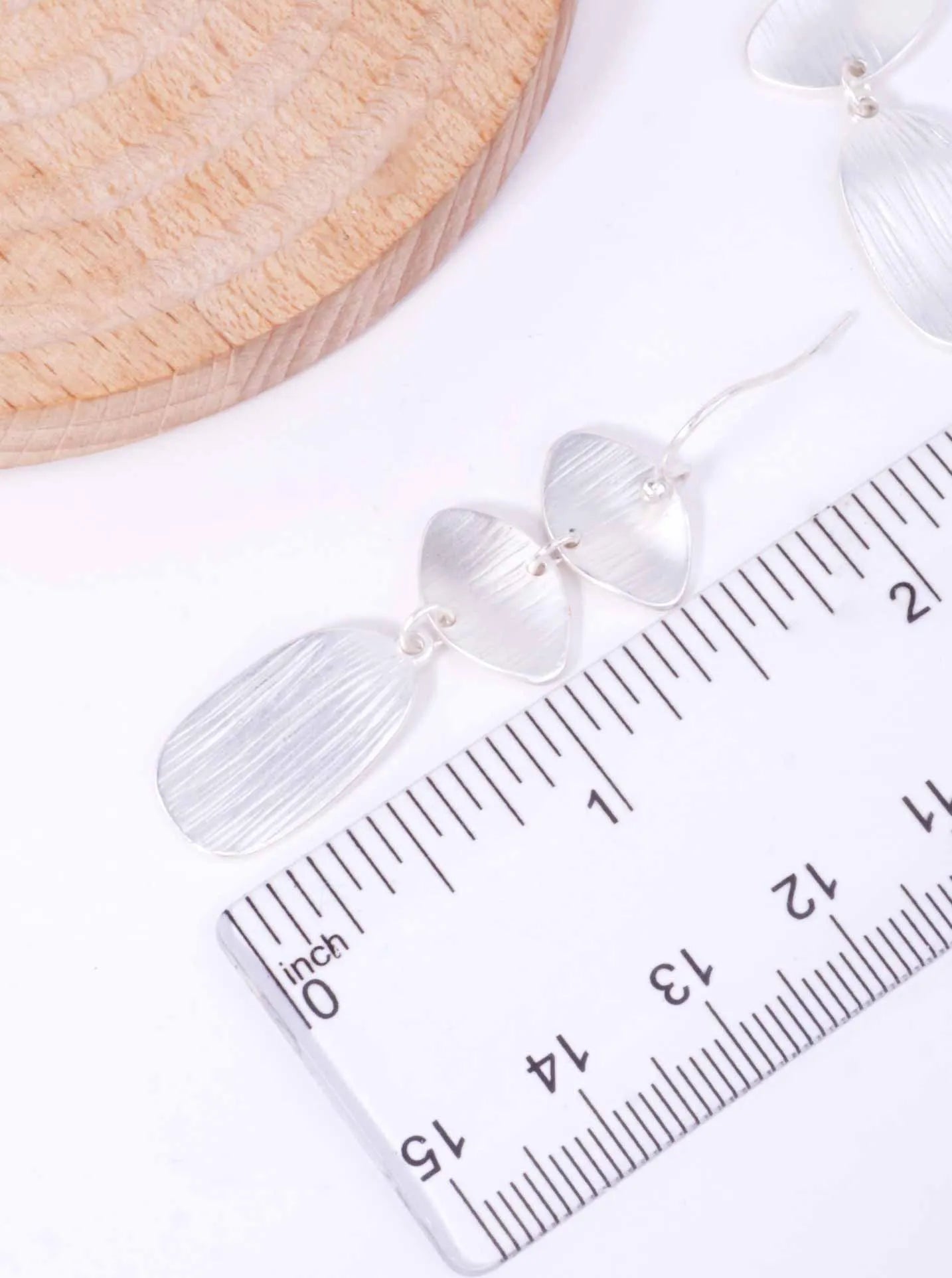 Brushed Geometric Triple Dangle Earrings