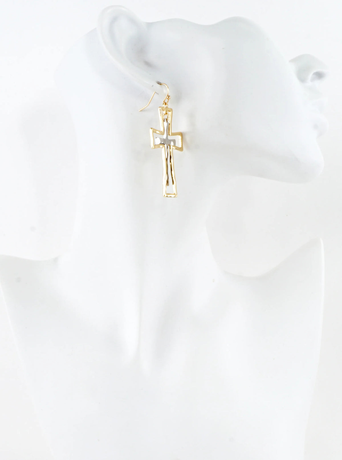 Hammered Cross Dangle Earrings
