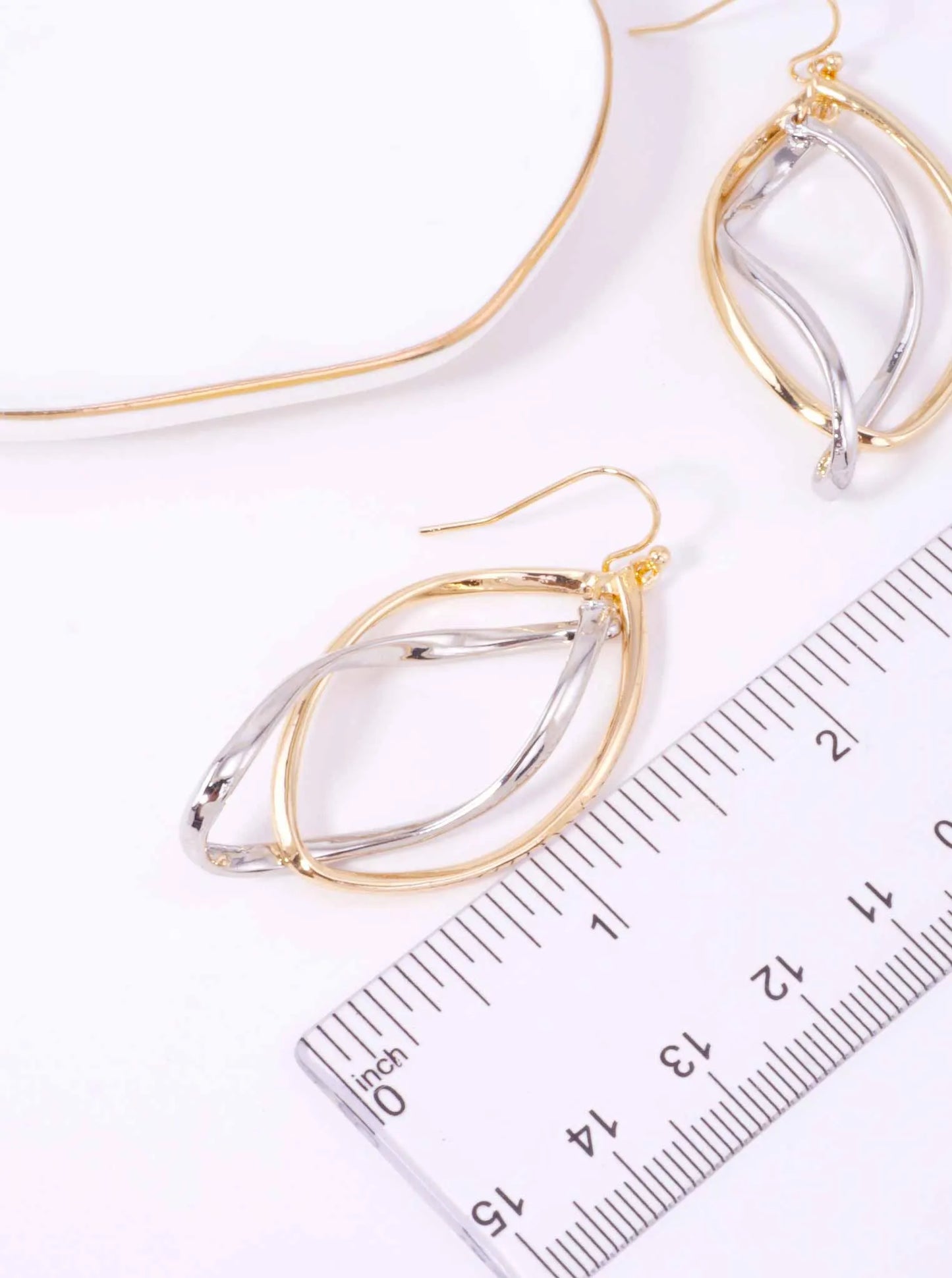 Two-Tone Twisted Oval Dangle Earrings