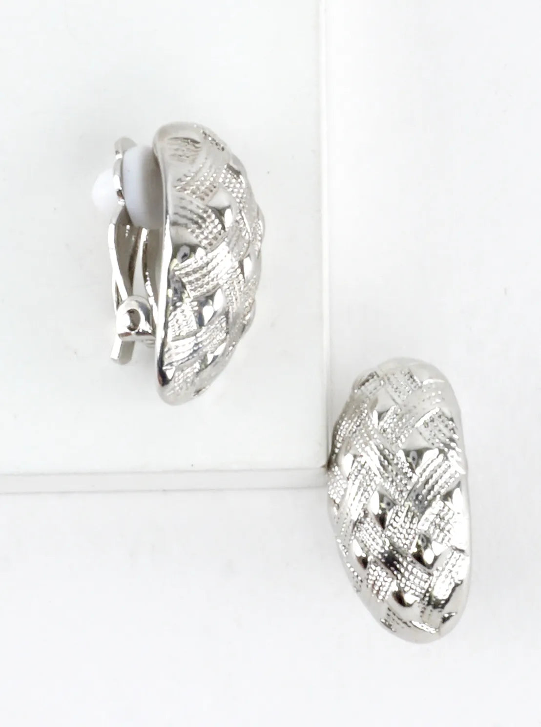 Textured Oval Weave Clip-On Earrings