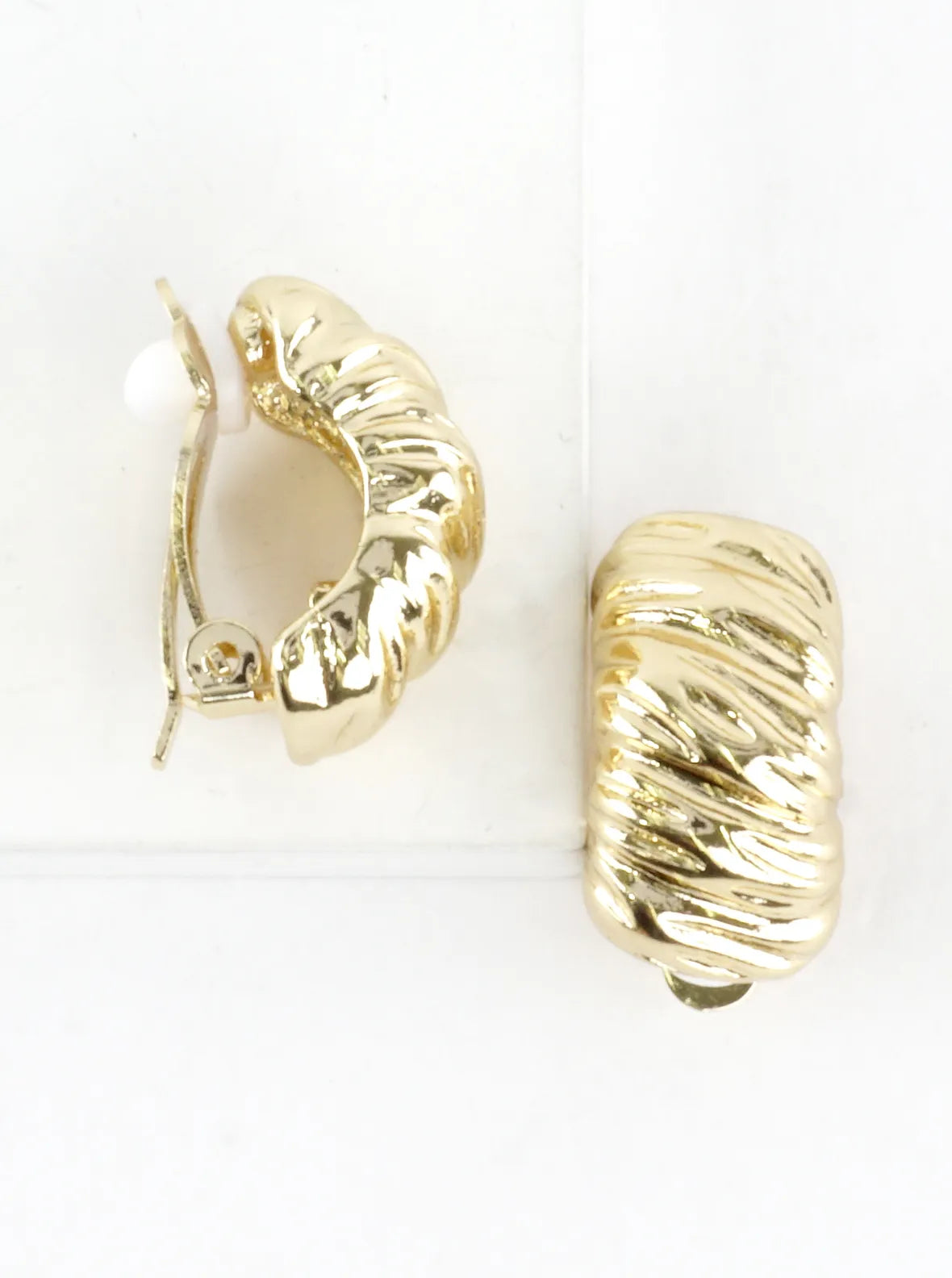 Polished Ribbed Dome Clip-On Earrings
