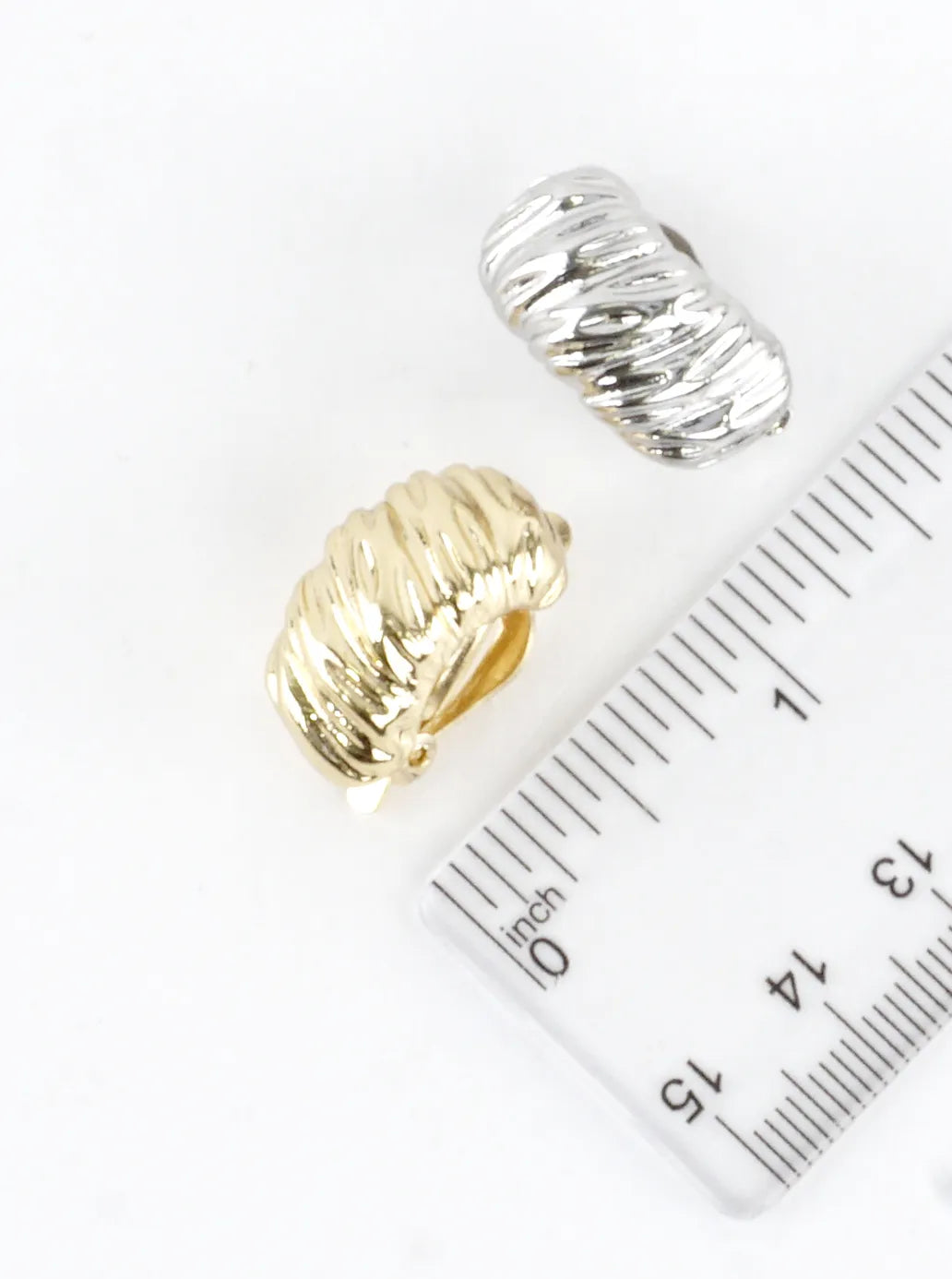 Polished Ribbed Dome Clip-On Earrings