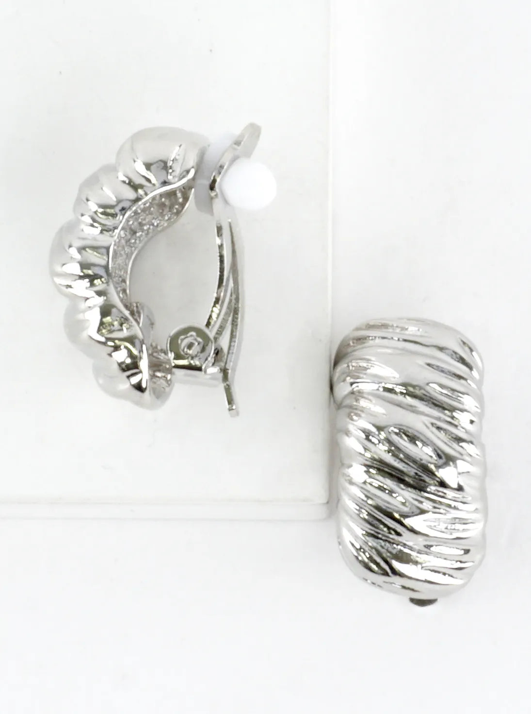 Polished Ribbed Dome Clip-On Earrings