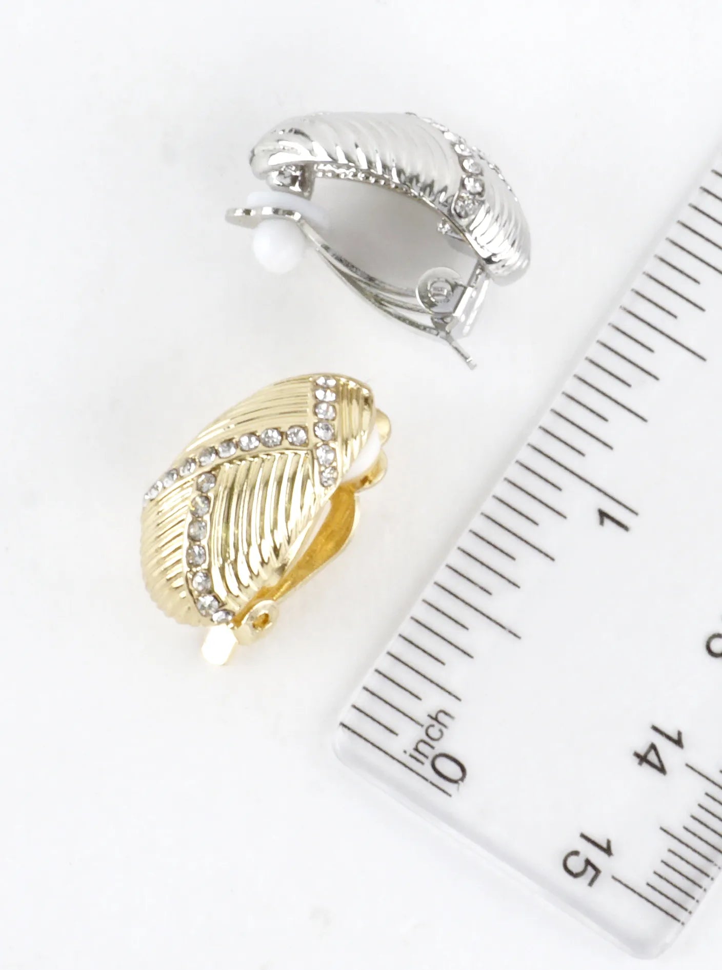 Textured Dome Crystal Clip-On Earrings