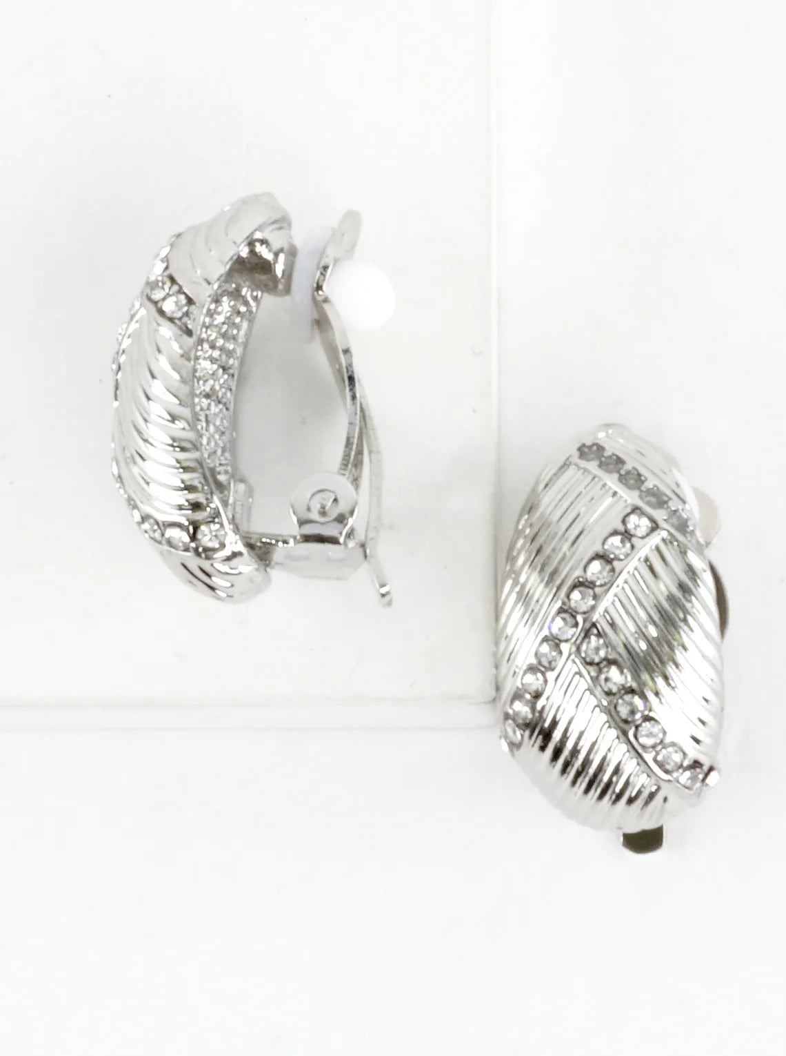 Textured Dome Crystal Clip-On Earrings