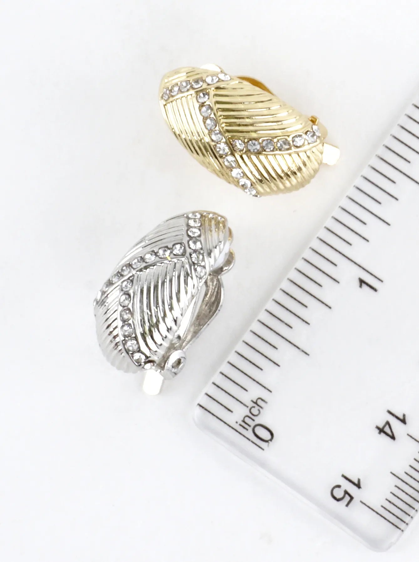 Textured Dome Crystal Clip-On Earrings