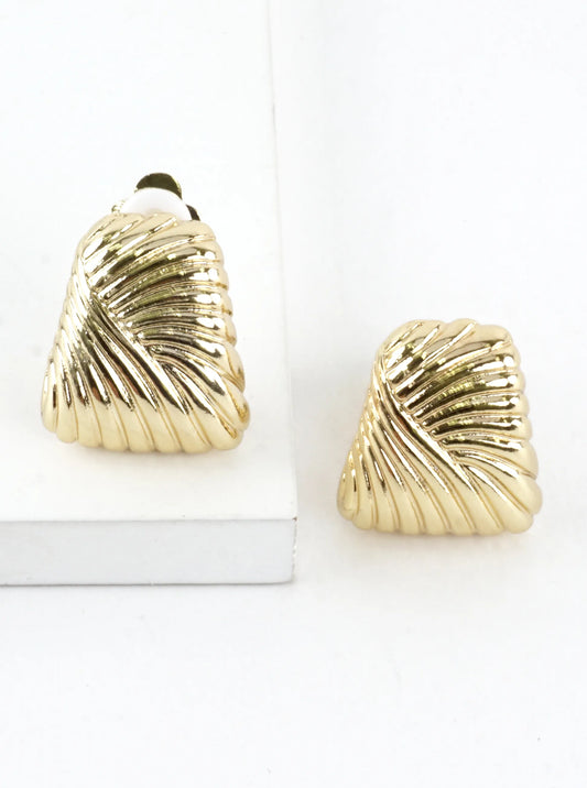 Classic Swirl Trapezoidal Clip-On Earrings