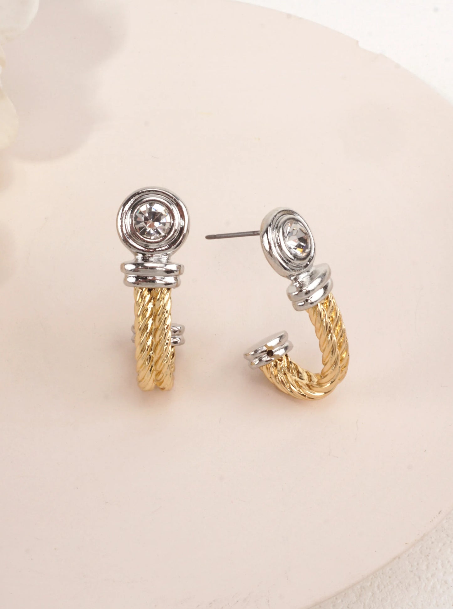 Two-Tone Open Hoop Earrings