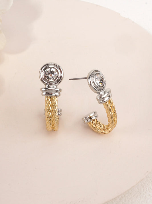 Two-Tone Open Hoop Earrings