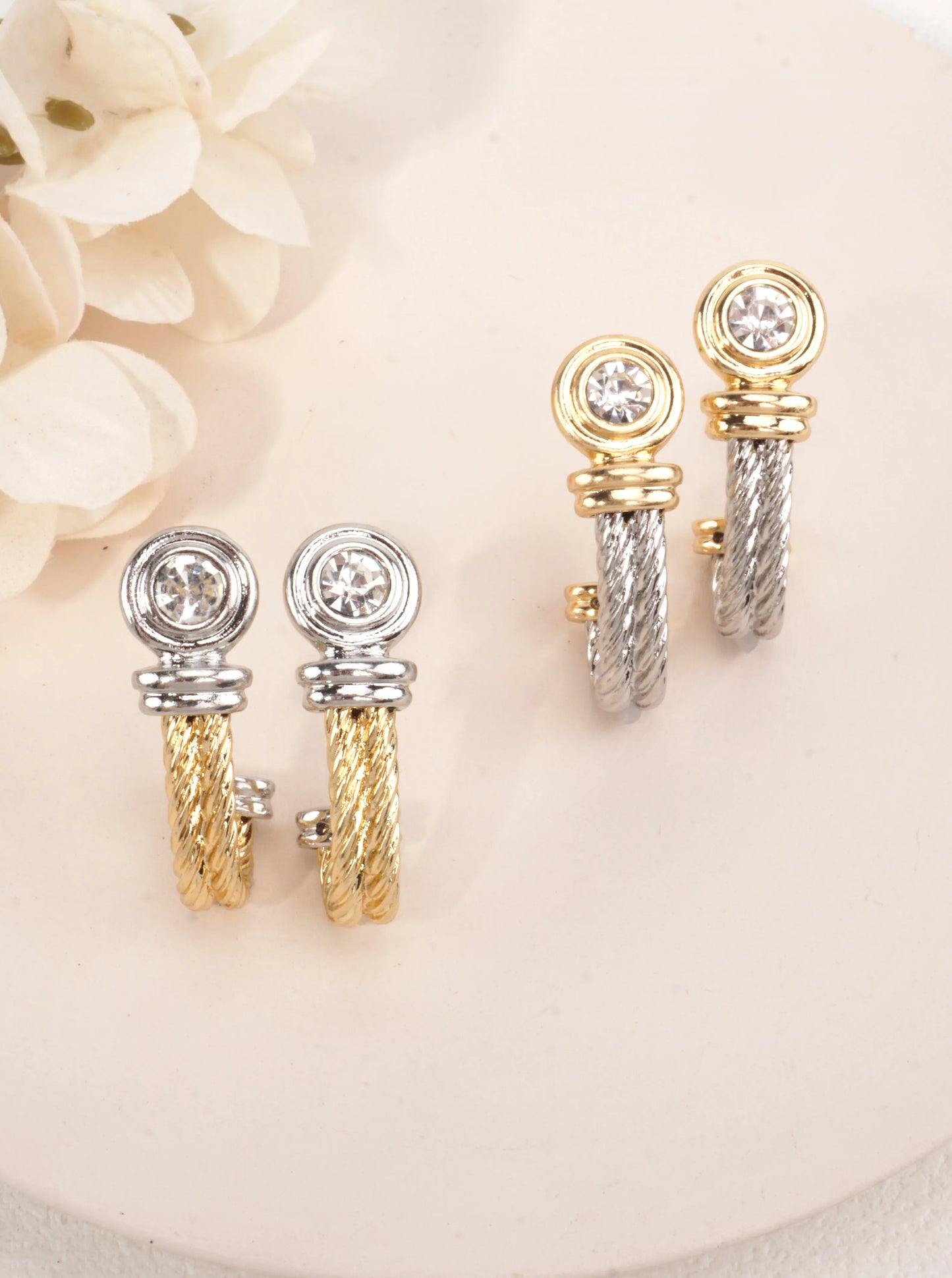 Two-Tone Open Hoop Earrings