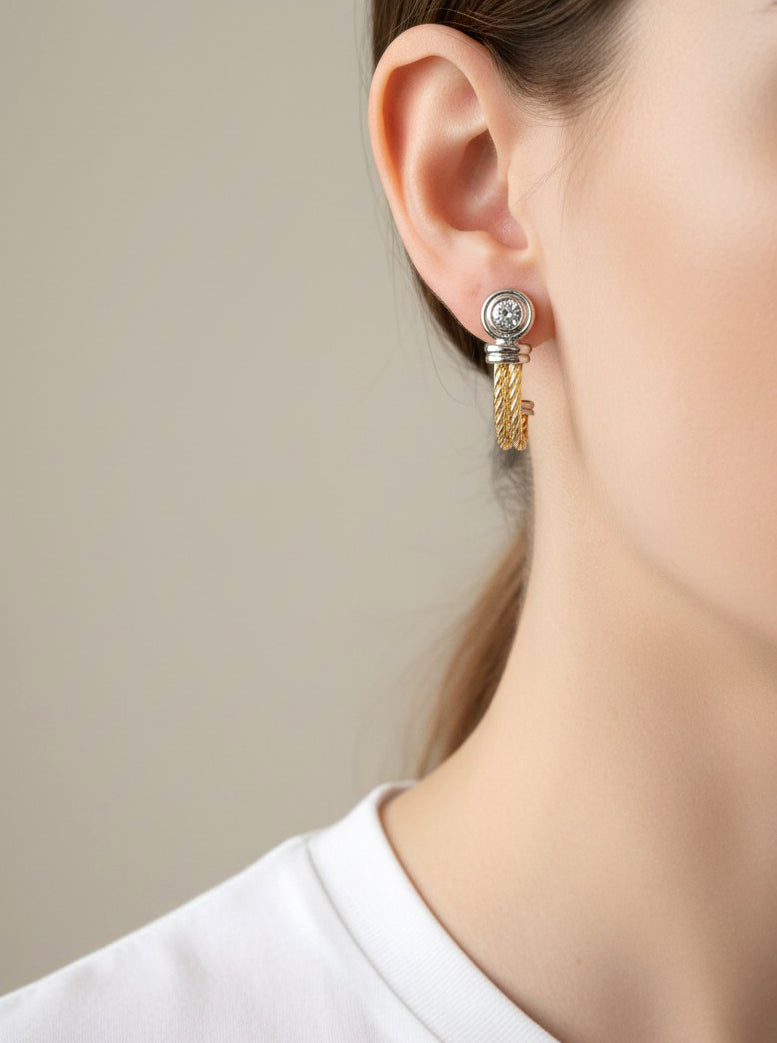 Two-Tone Open Hoop Earrings