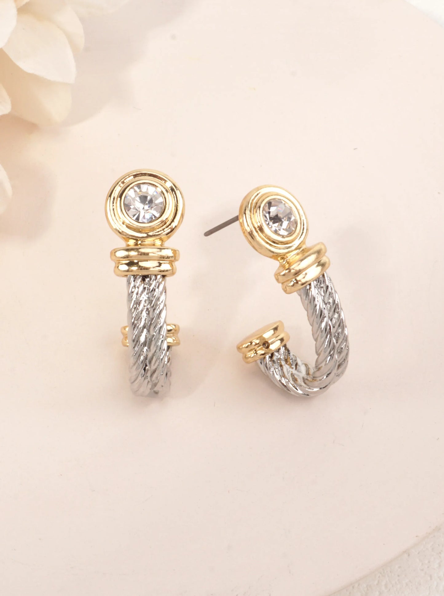 Two-Tone Open Hoop Earrings