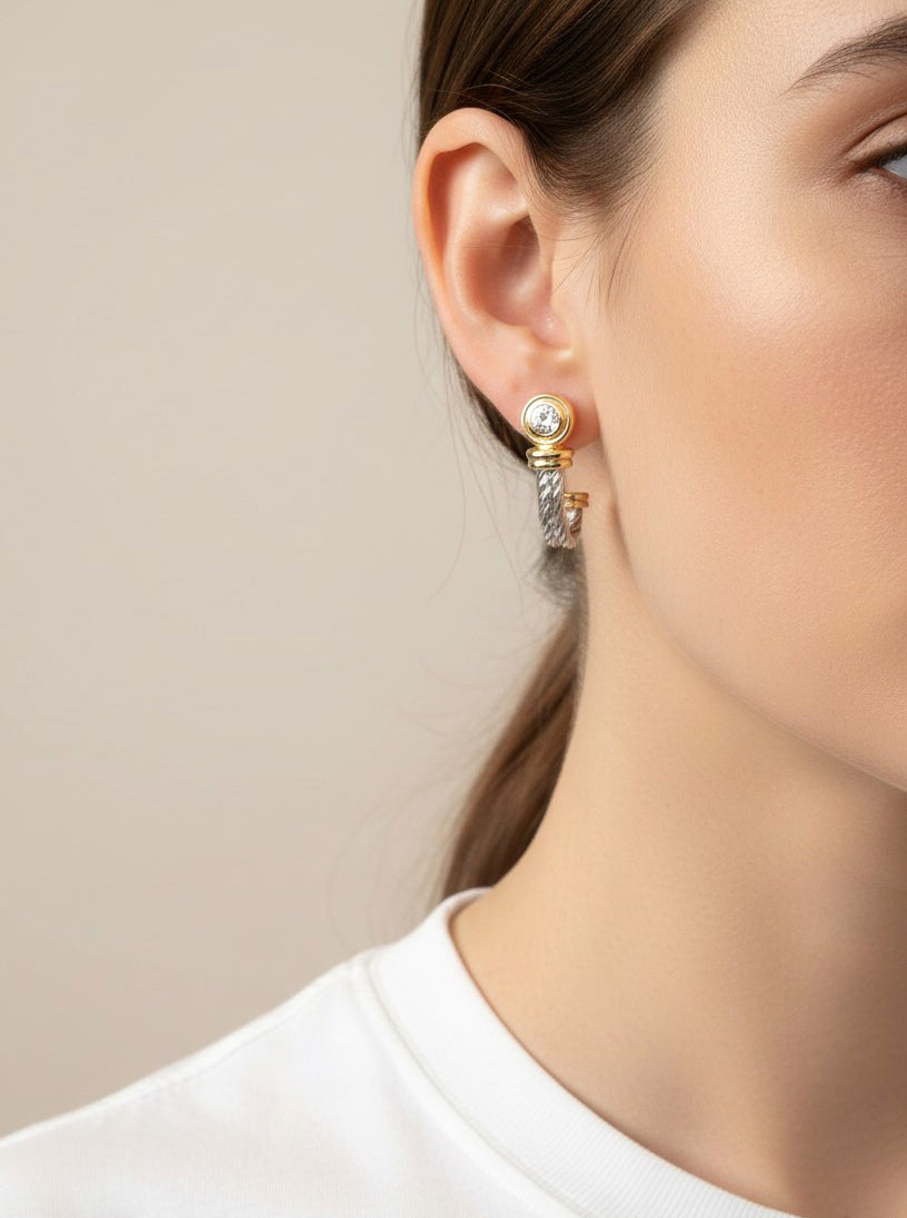 Two-Tone Open Hoop Earrings