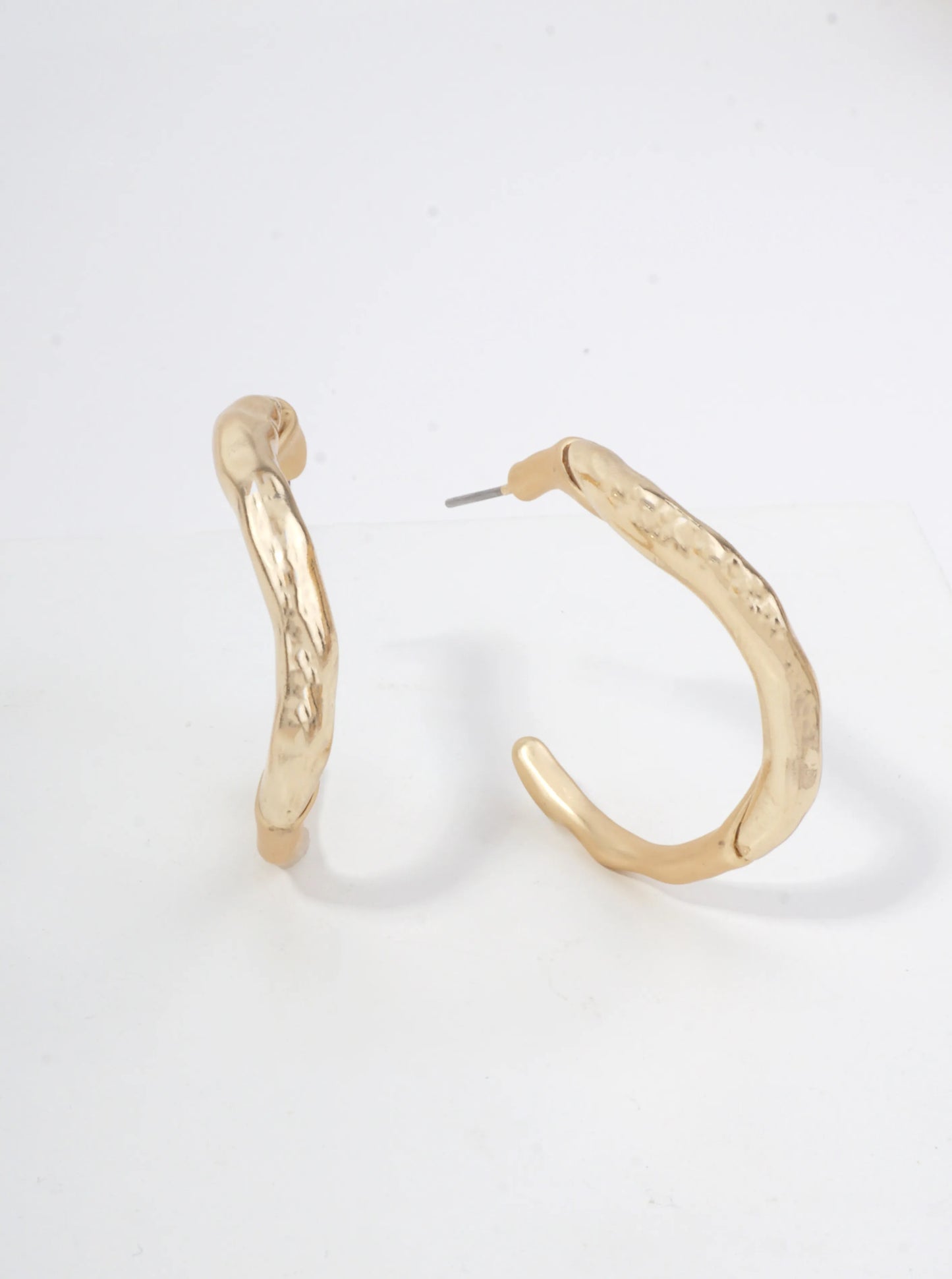 Hammered Hoop Stud Earrings