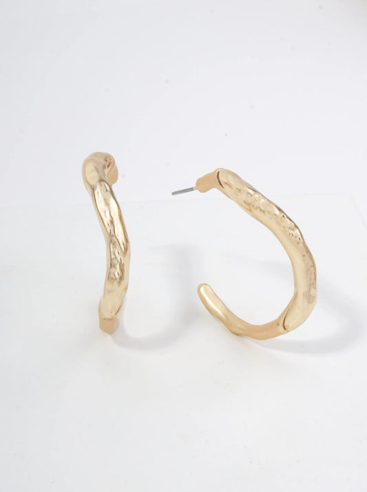 Hammered Hoop Stud Earrings