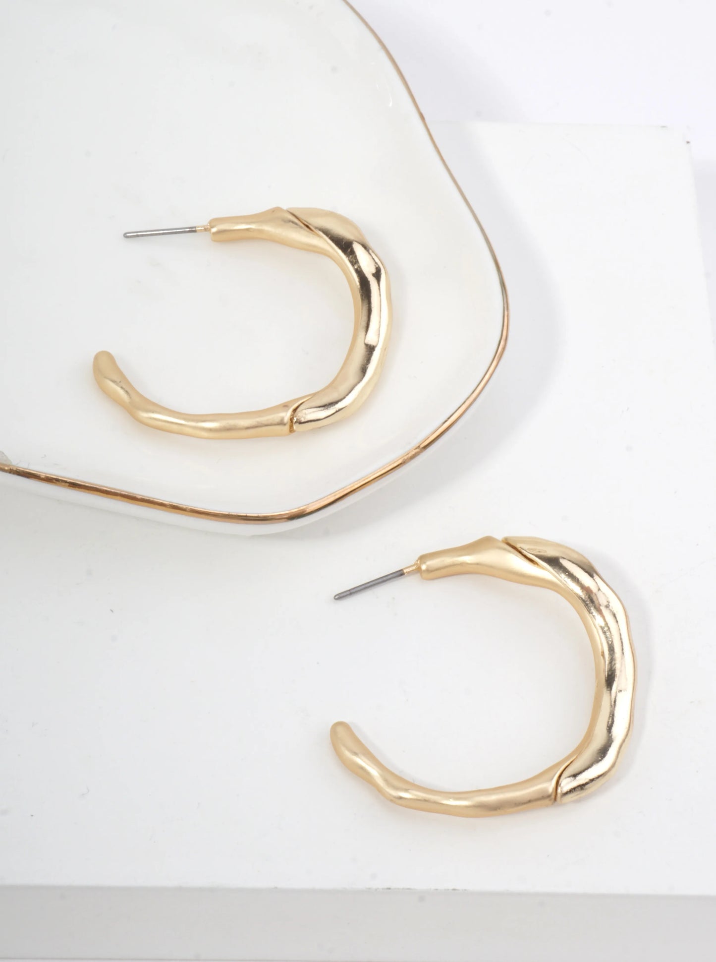 Hammered Hoop Stud Earrings