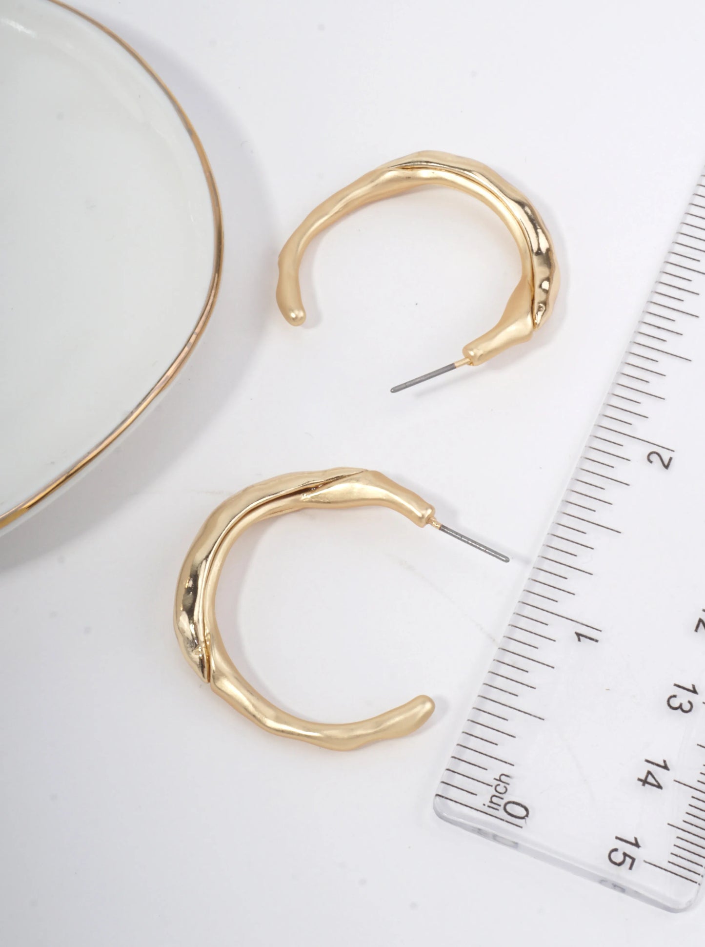 Hammered Hoop Stud Earrings