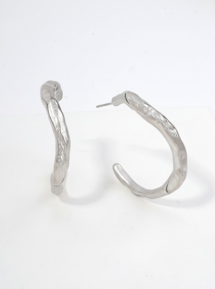 Hammered Hoop Stud Earrings