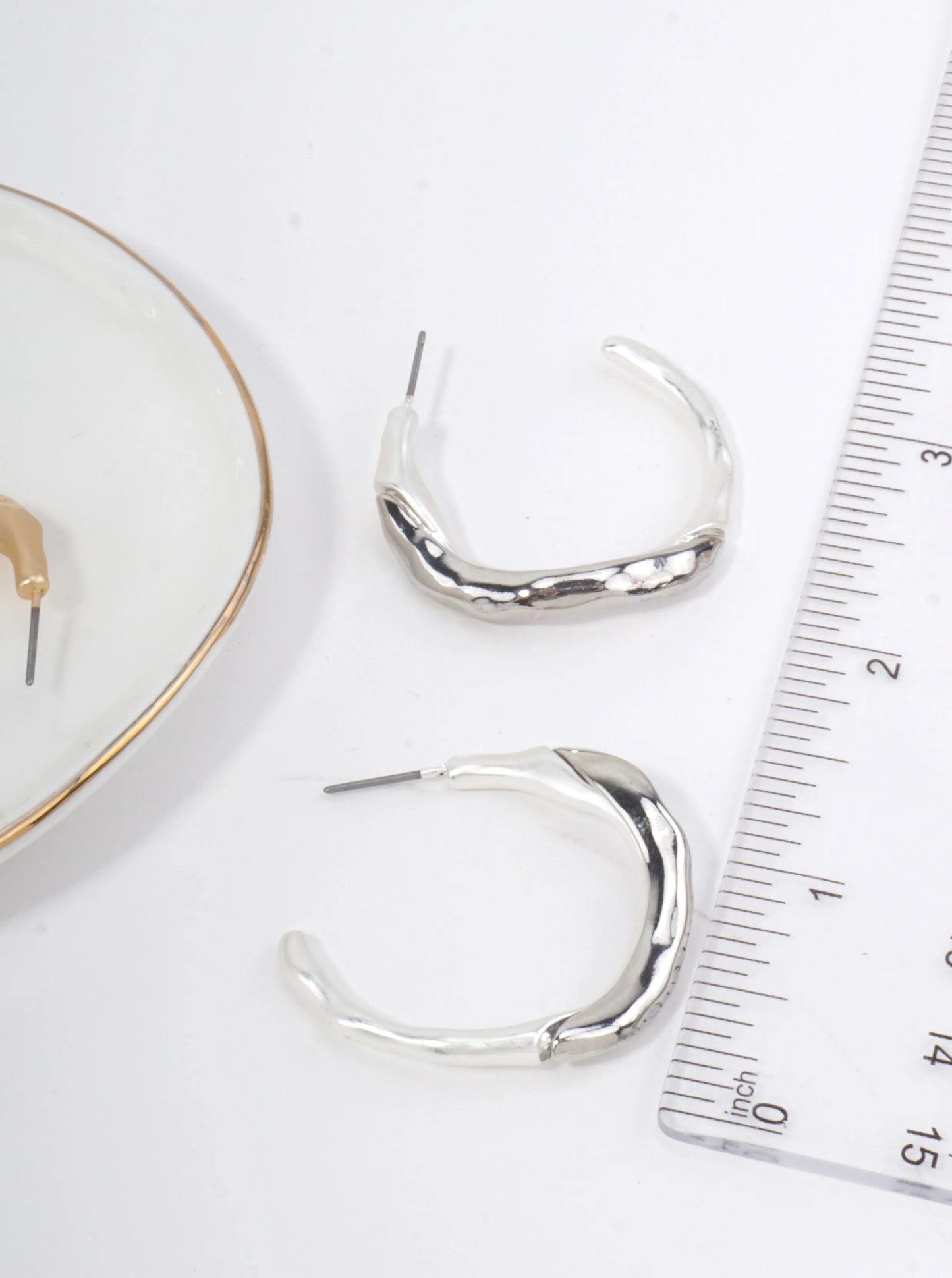 Hammered Hoop Stud Earrings
