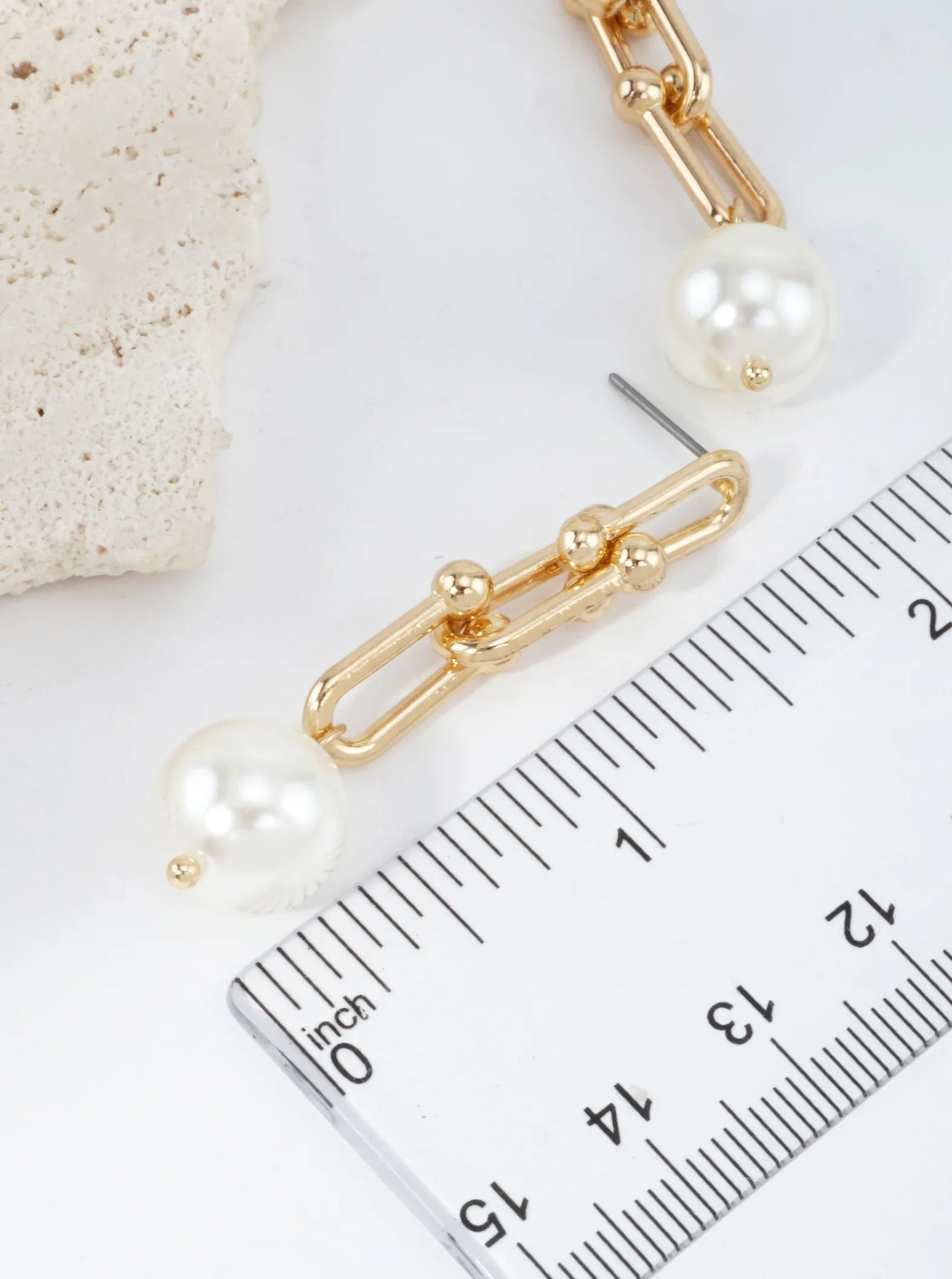 Paperclip Chain Pearl Earrings