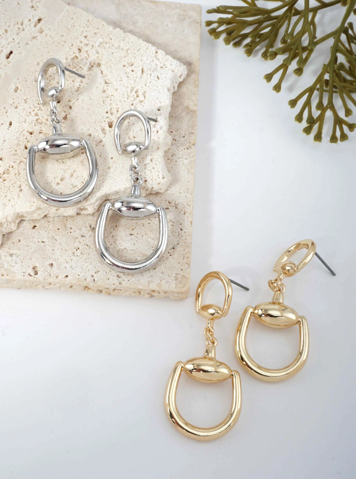 Horseshoe Shape Polished Dangle Drop Earrings