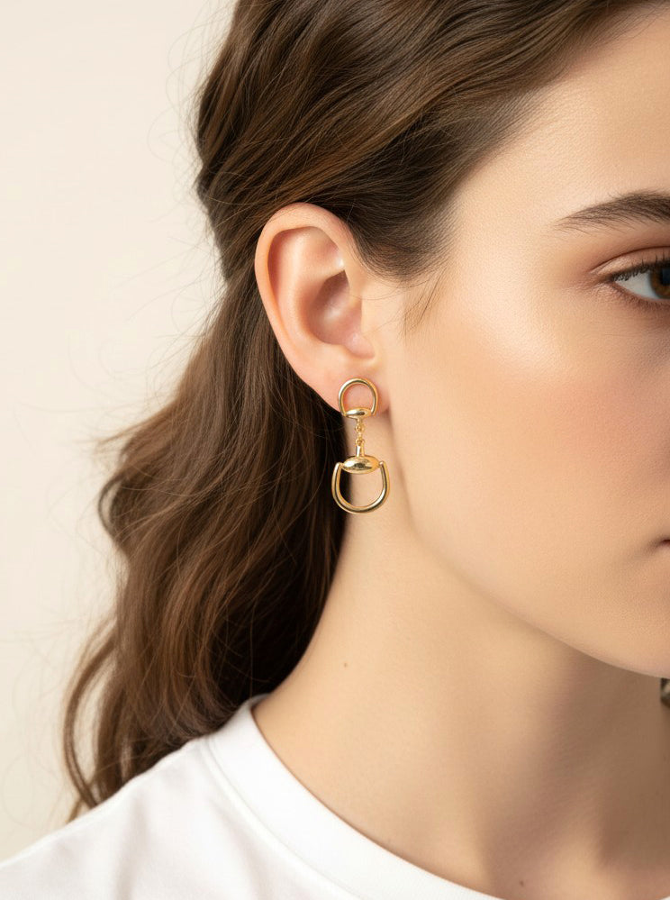 Horseshoe Shape Polished Dangle Drop Earrings