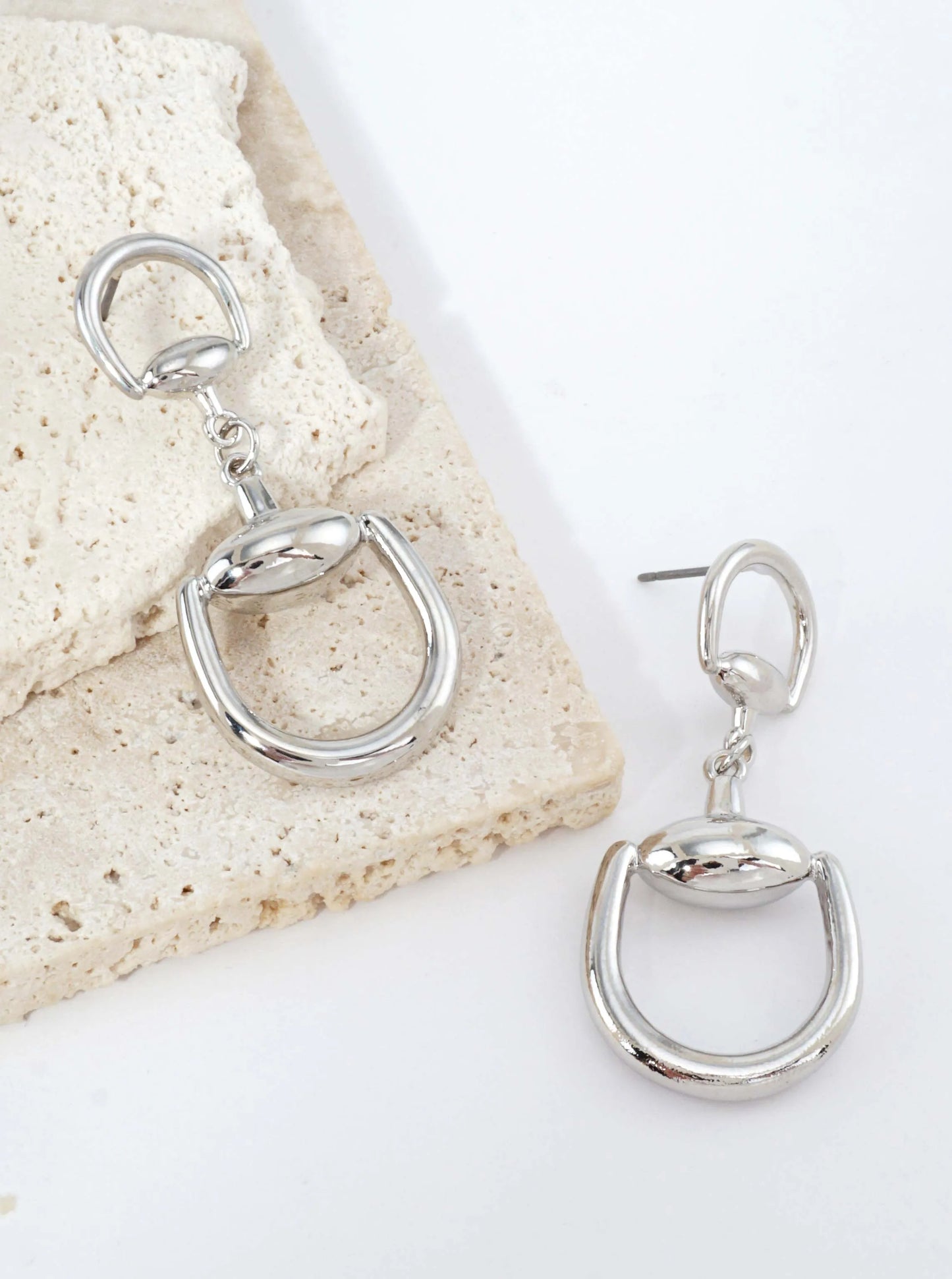 Horseshoe Shape Polished Dangle Drop Earrings