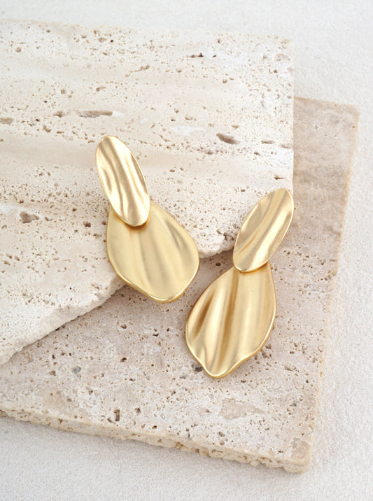 Matte Organic Double Drop Earrings