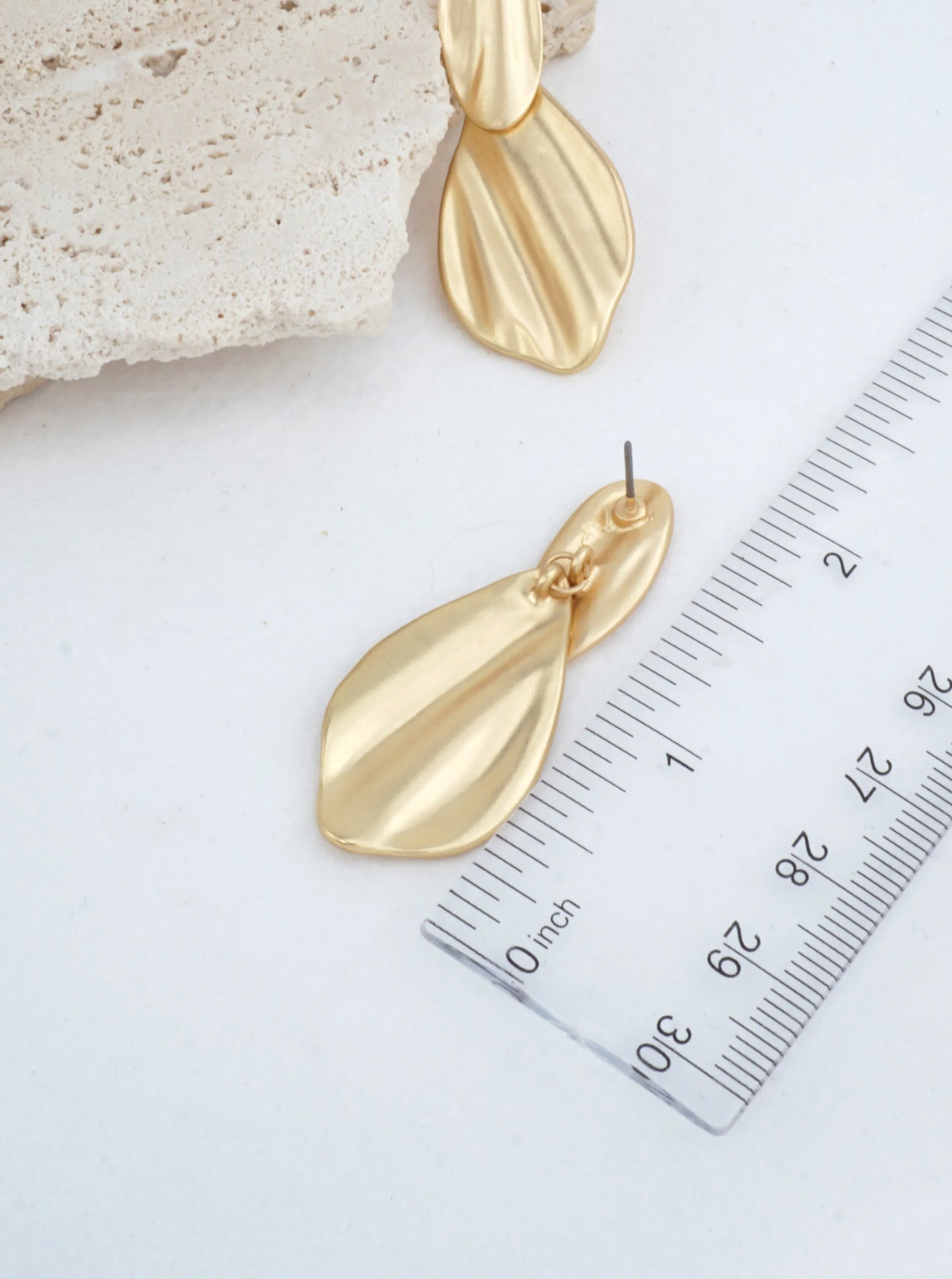Matte Organic Double Drop Earrings