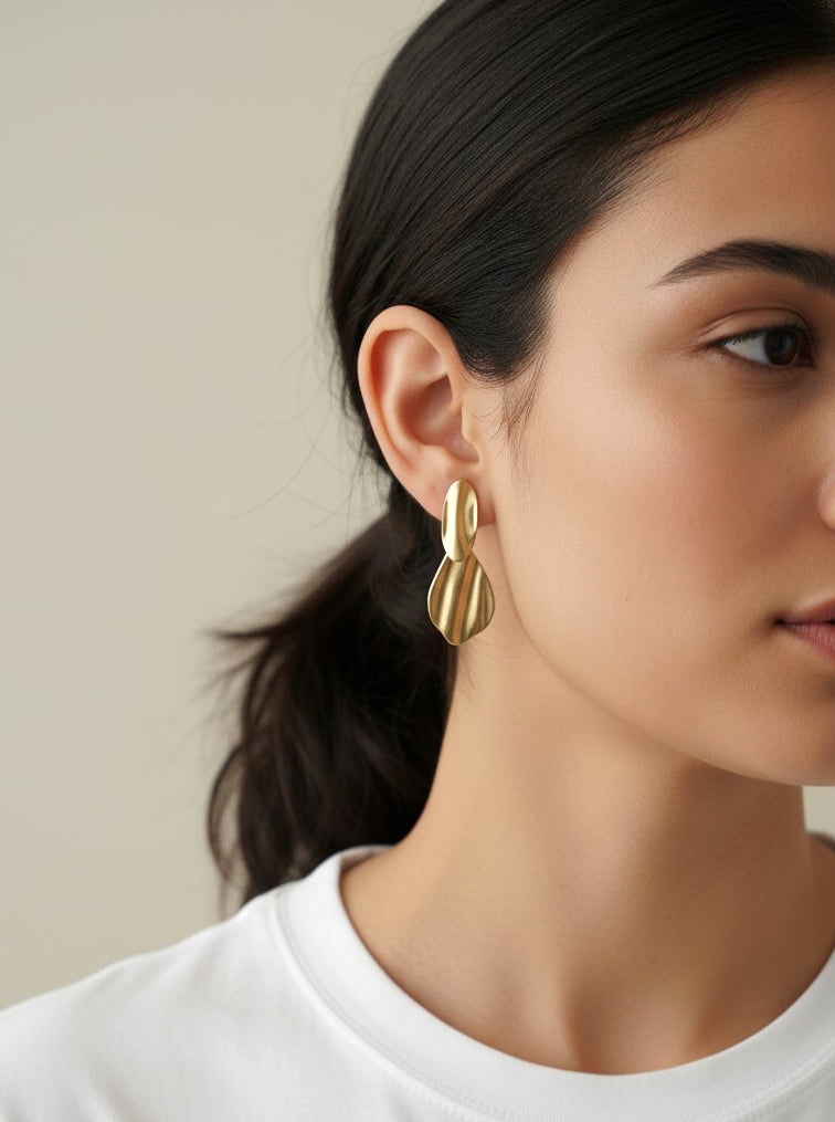 Matte Organic Double Drop Earrings