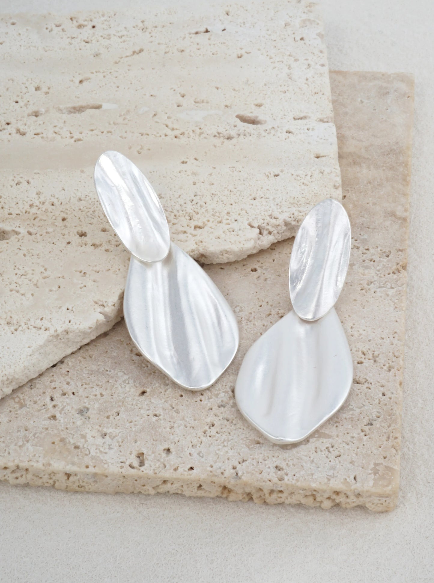 Matte Organic Double Drop Earrings