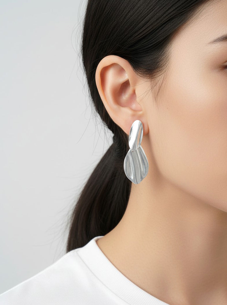 Matte Organic Double Drop Earrings