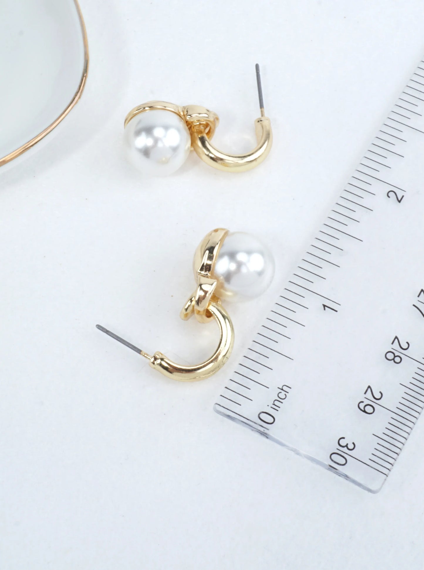 Pearl Accent Open Hoop Stud Earrings