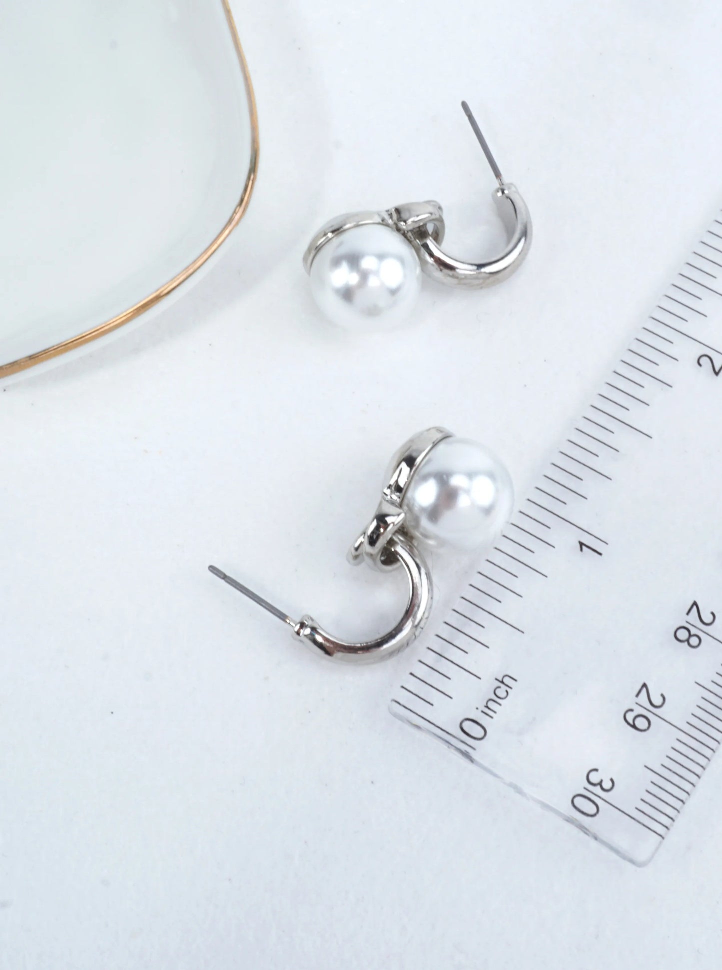 Pearl Accent Open Hoop Stud Earrings
