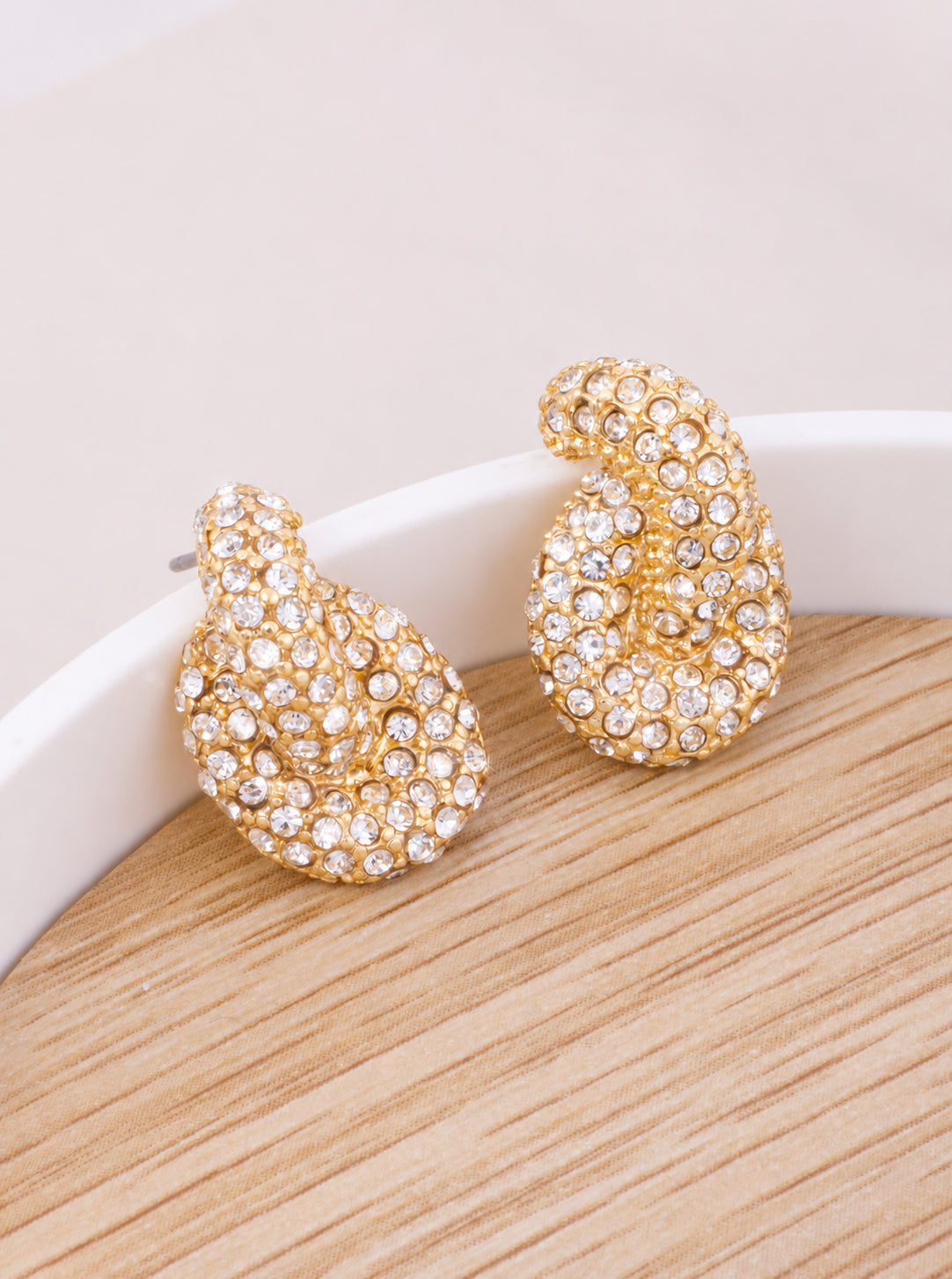 Elegant Knot Rhinestone Pave Stud Earrings