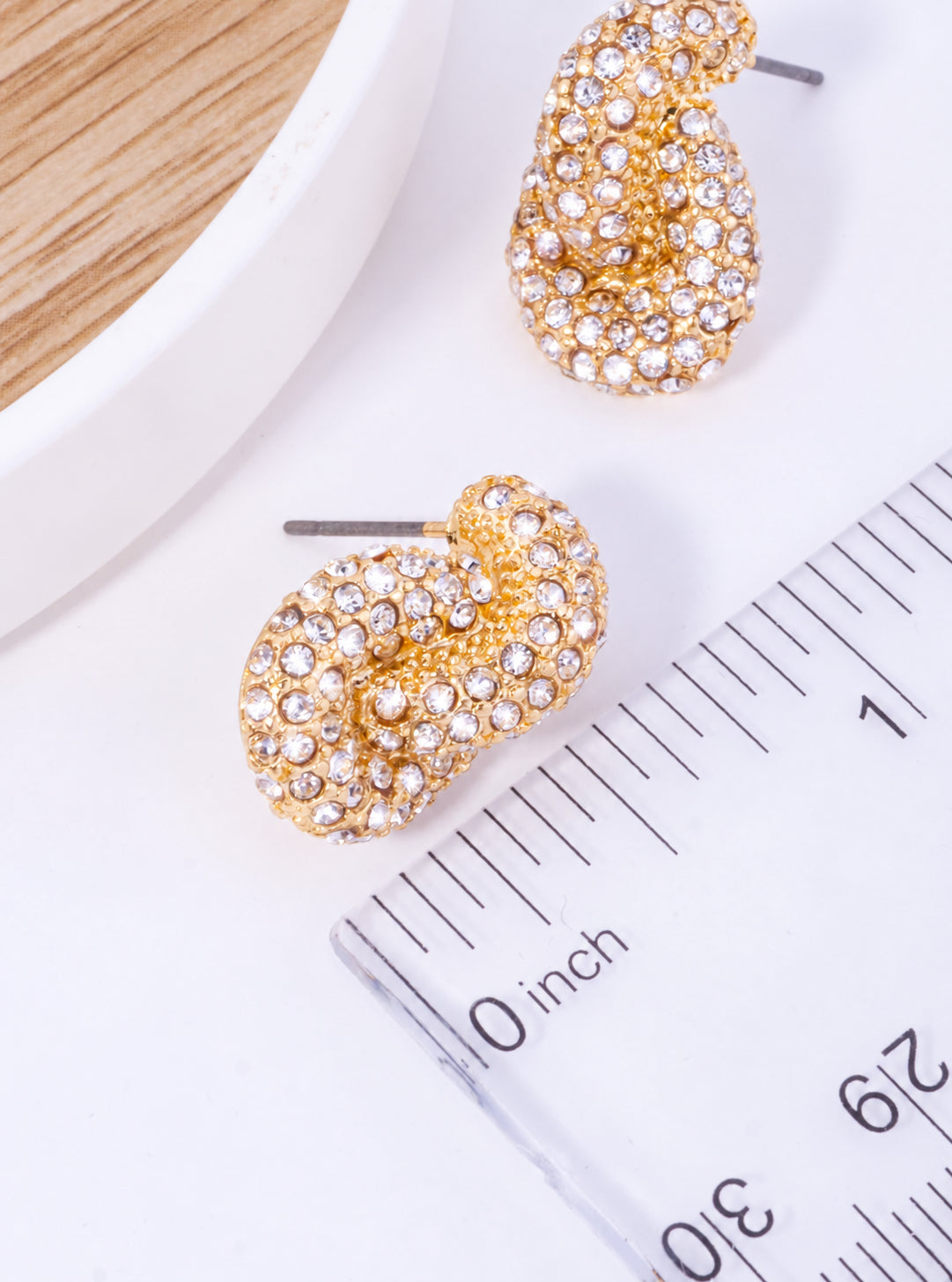 Elegant Knot Rhinestone Pave Stud Earrings