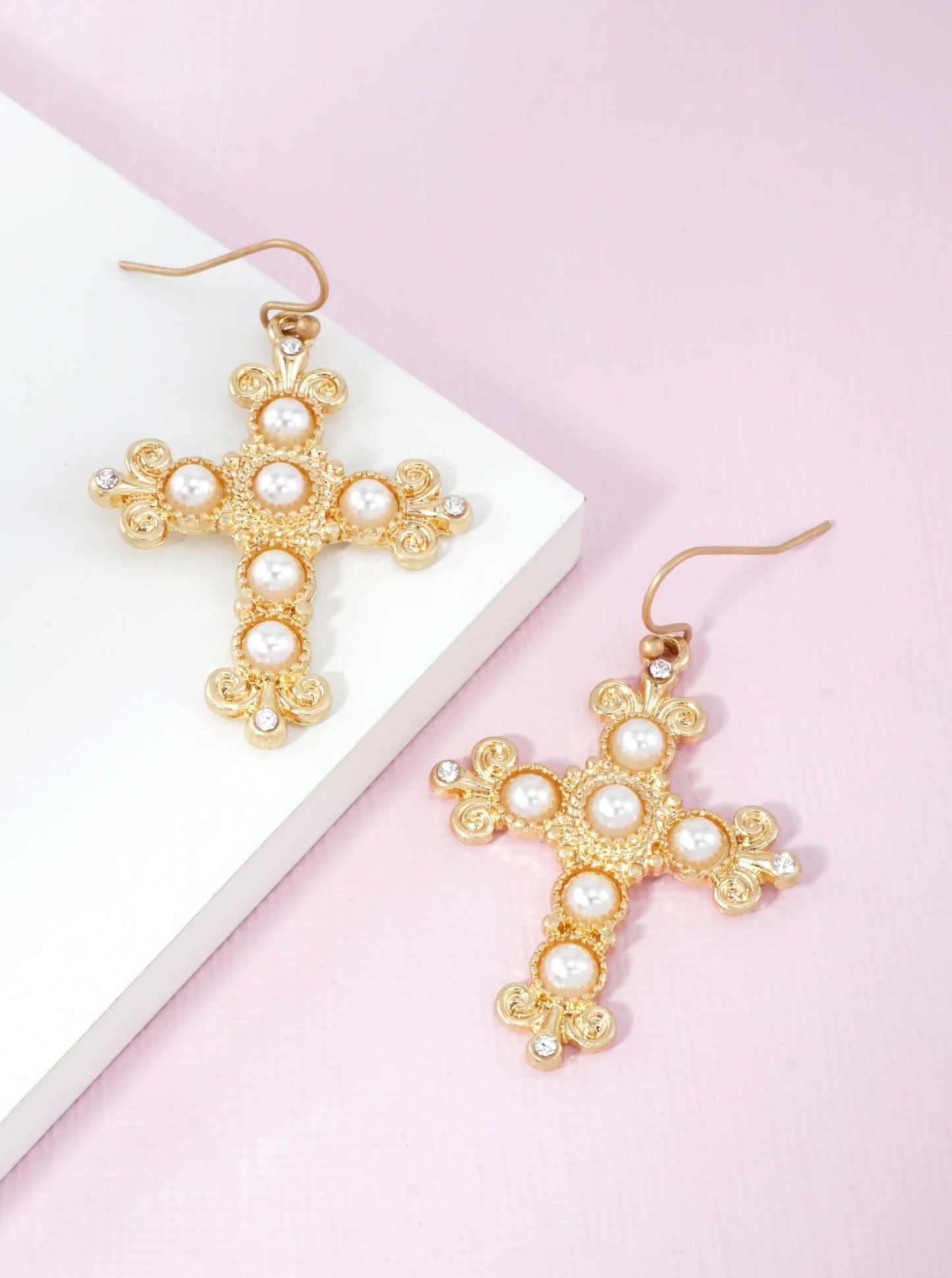 Pearl Religious Dangle Earrings