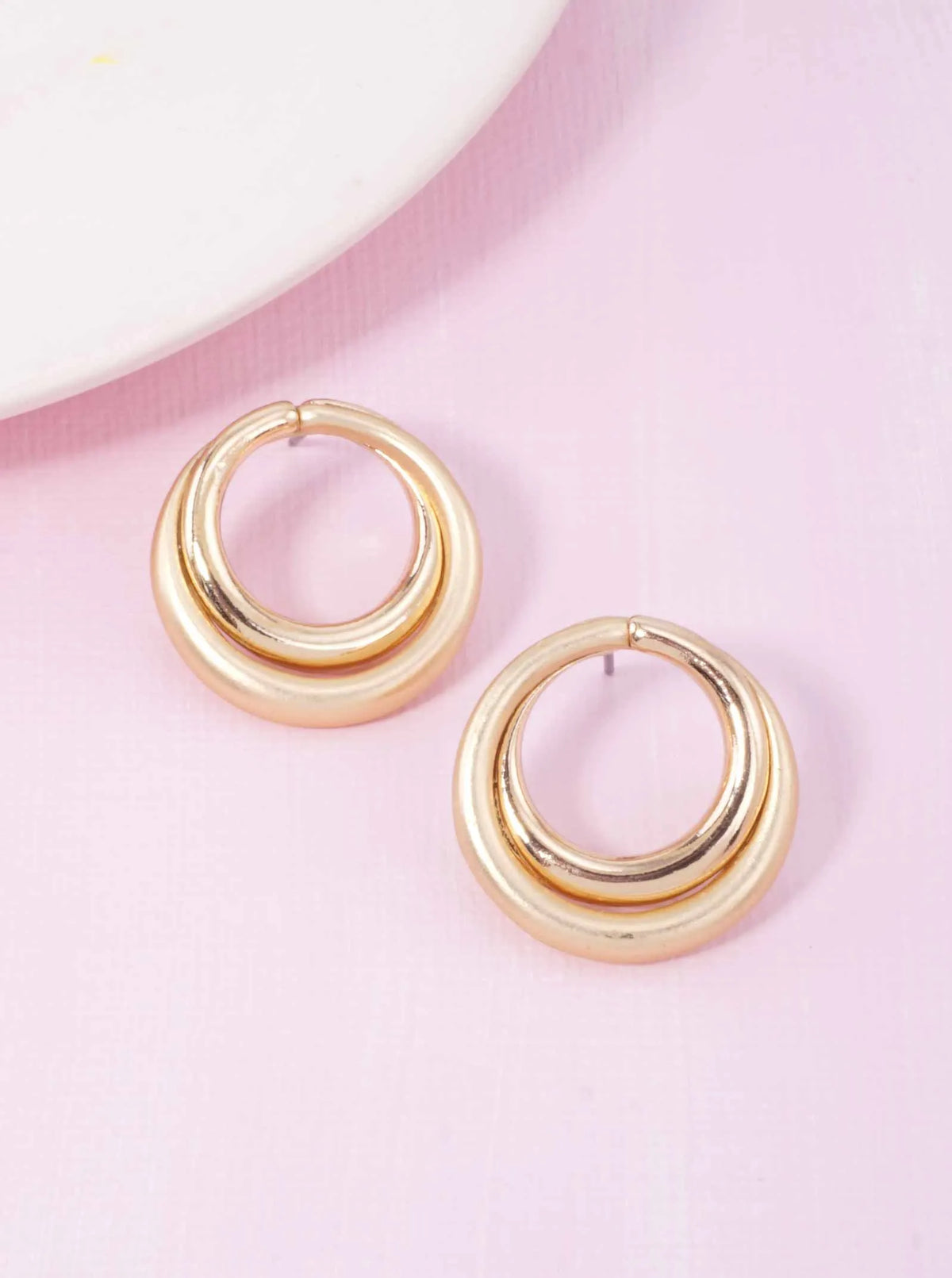 Matte Polished Double Round Hoop Earrings