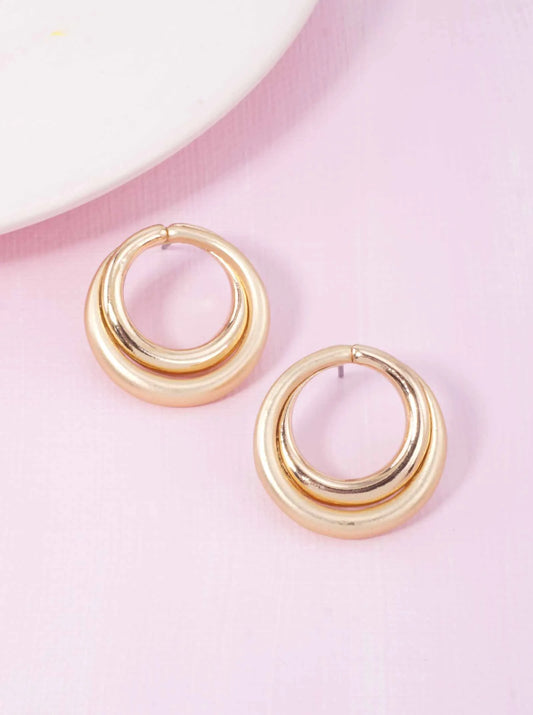 Matte Polished Double Round Hoop Earrings