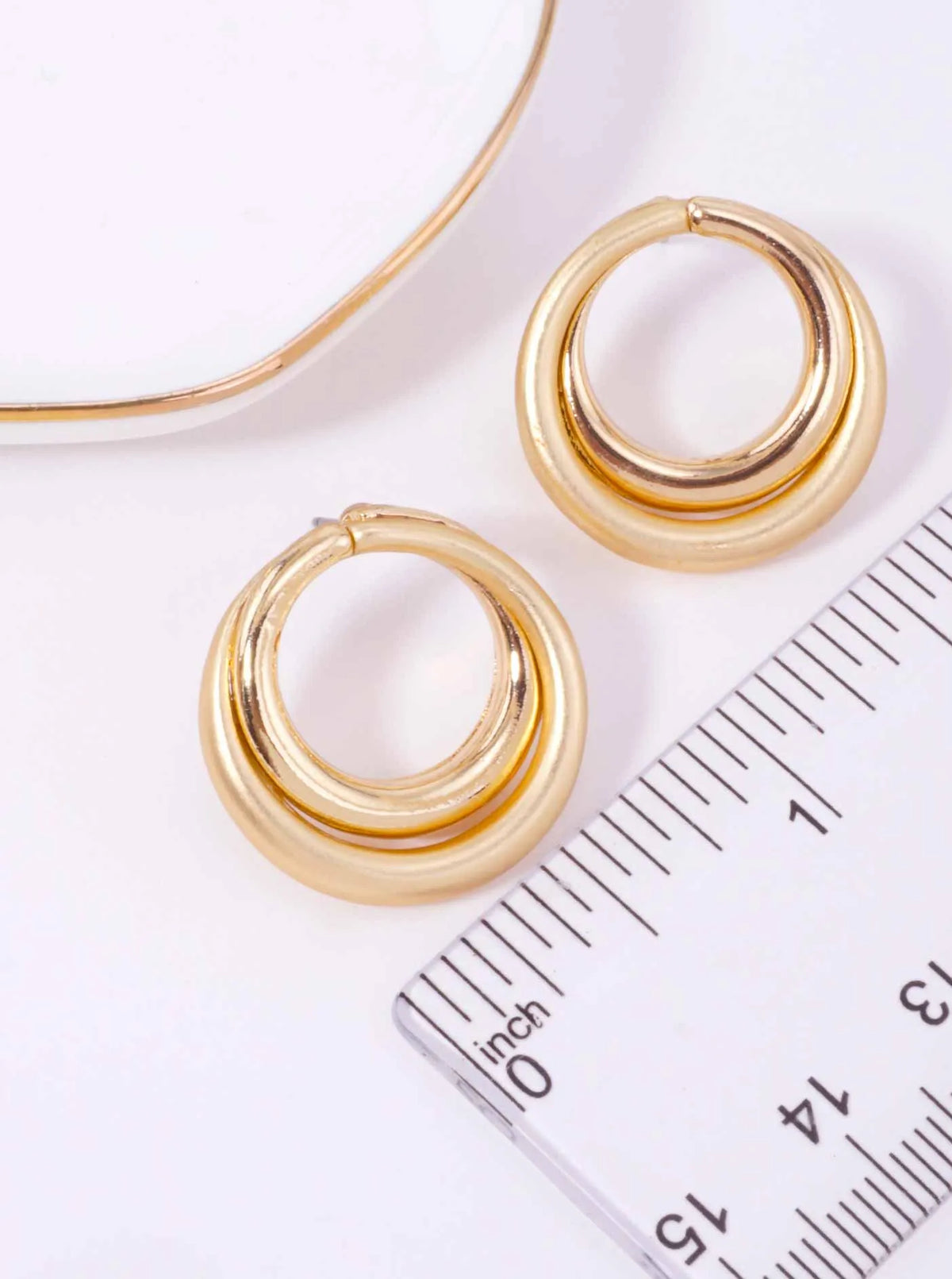 Matte Polished Double Round Hoop Earrings