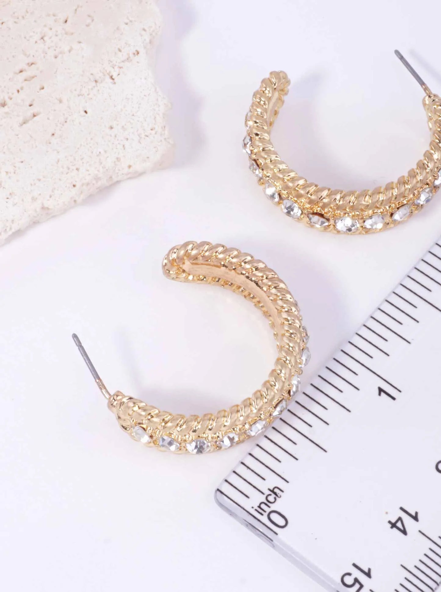 28mm Round Pave Rope Geometric Earrings