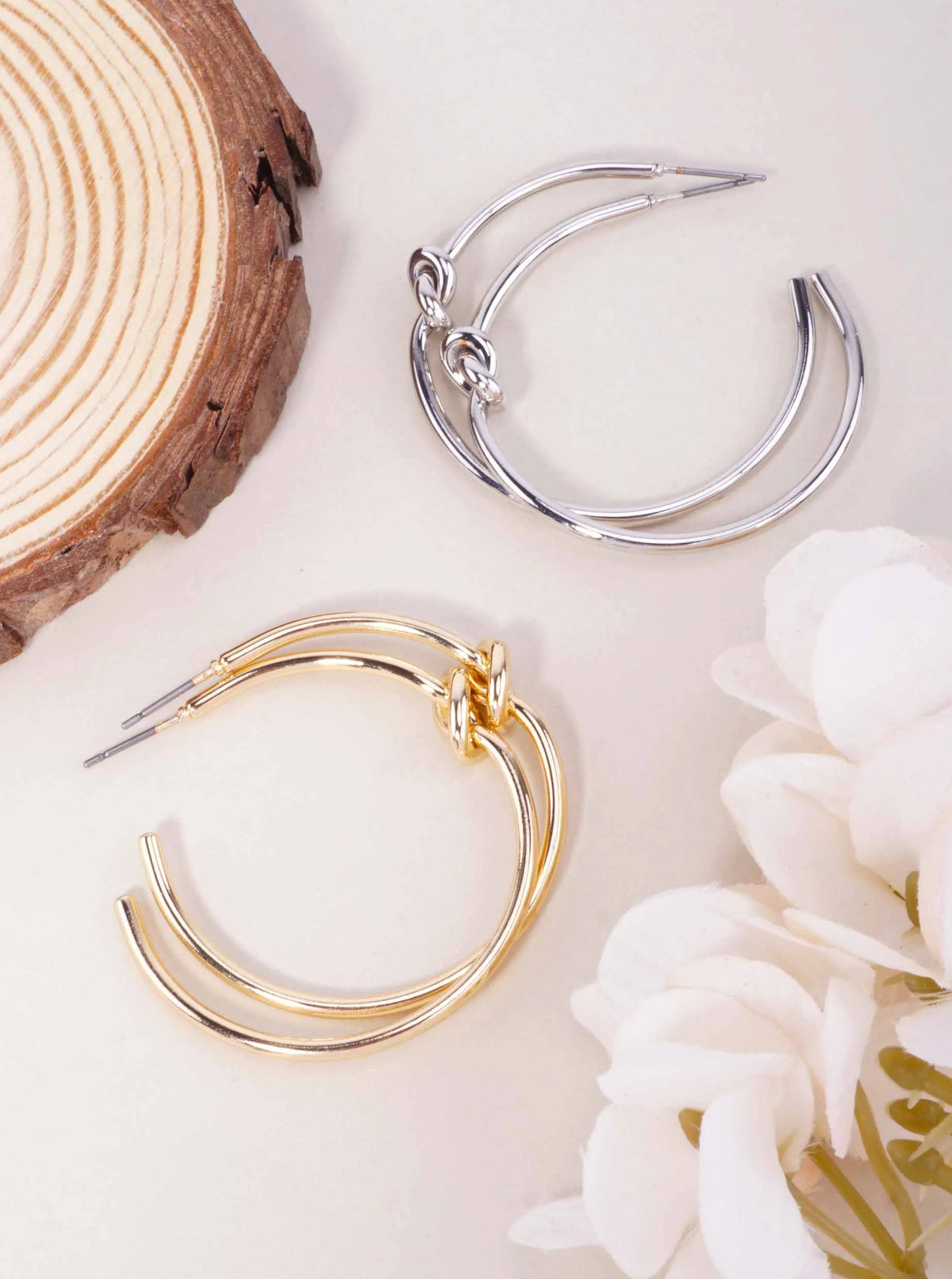 1.5-in Knot Detail Open Hoop Earrings