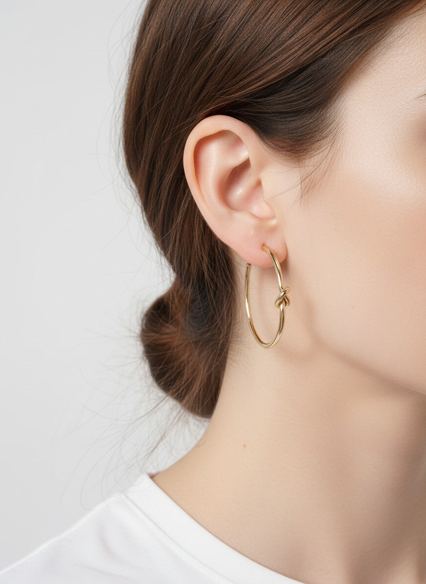 1.5-in Knot Detail Open Hoop Earrings