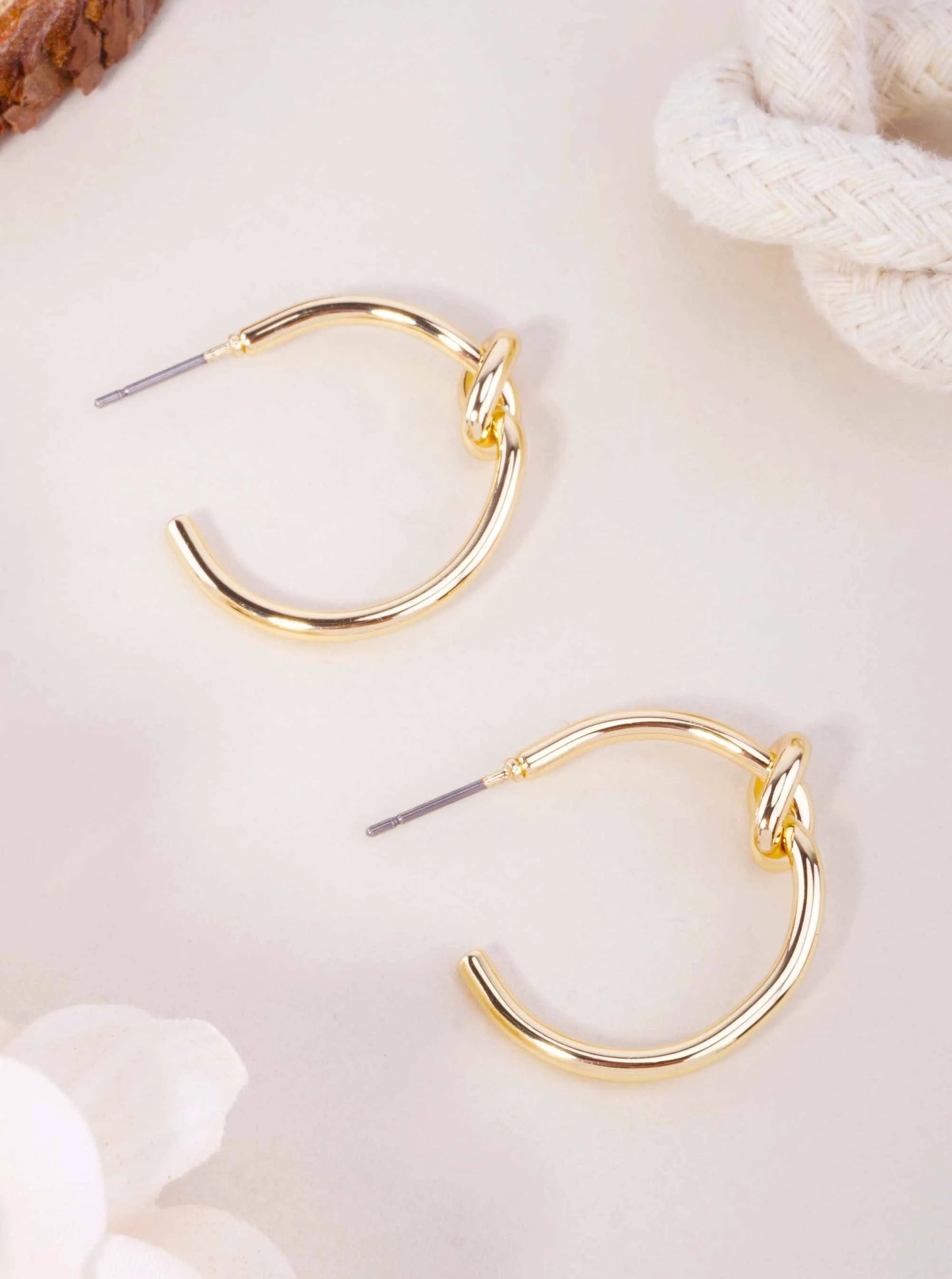 1-in Knot Detail Open Hoop Earrings