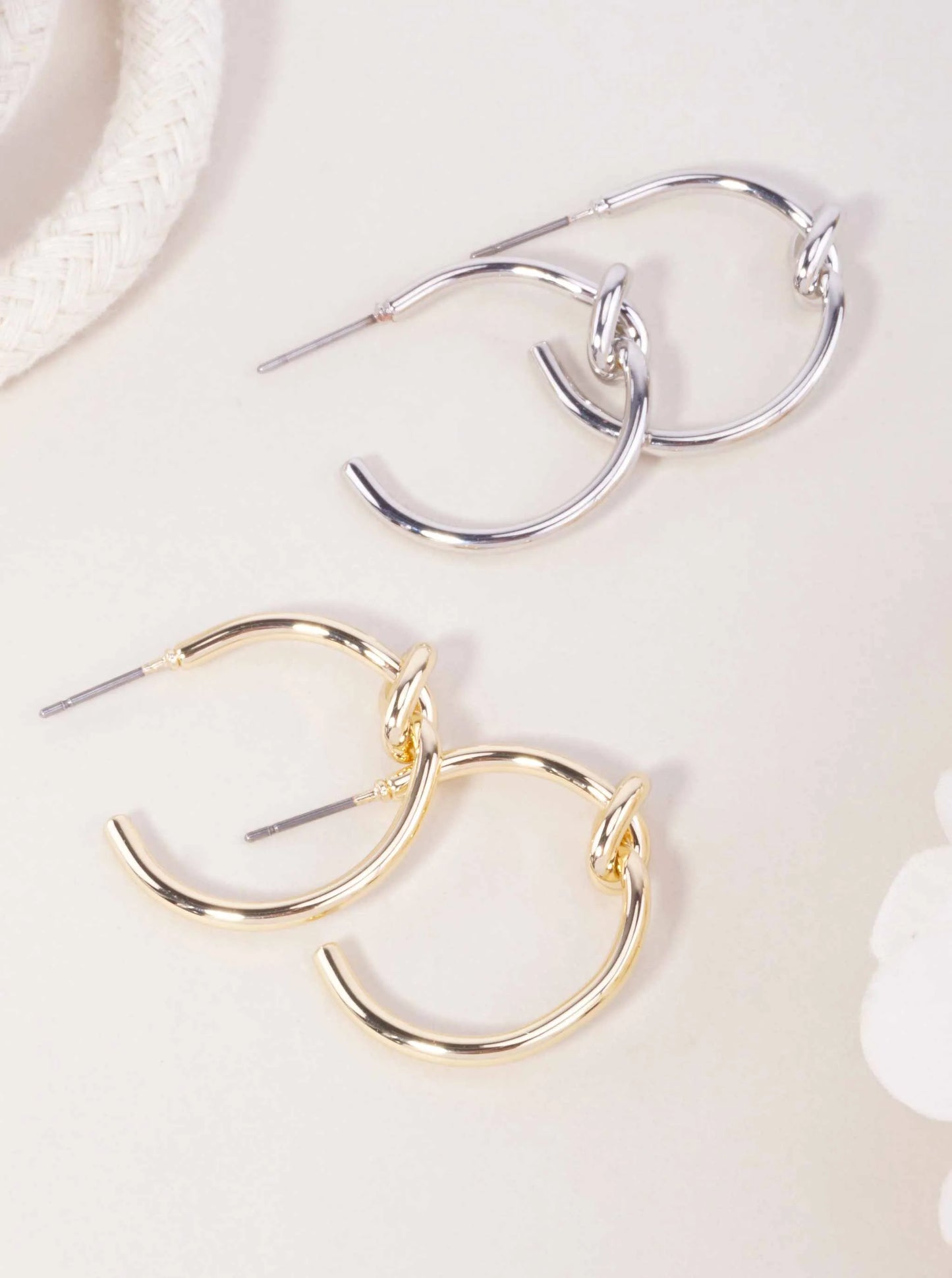 1-in Knot Detail Open Hoop Earrings