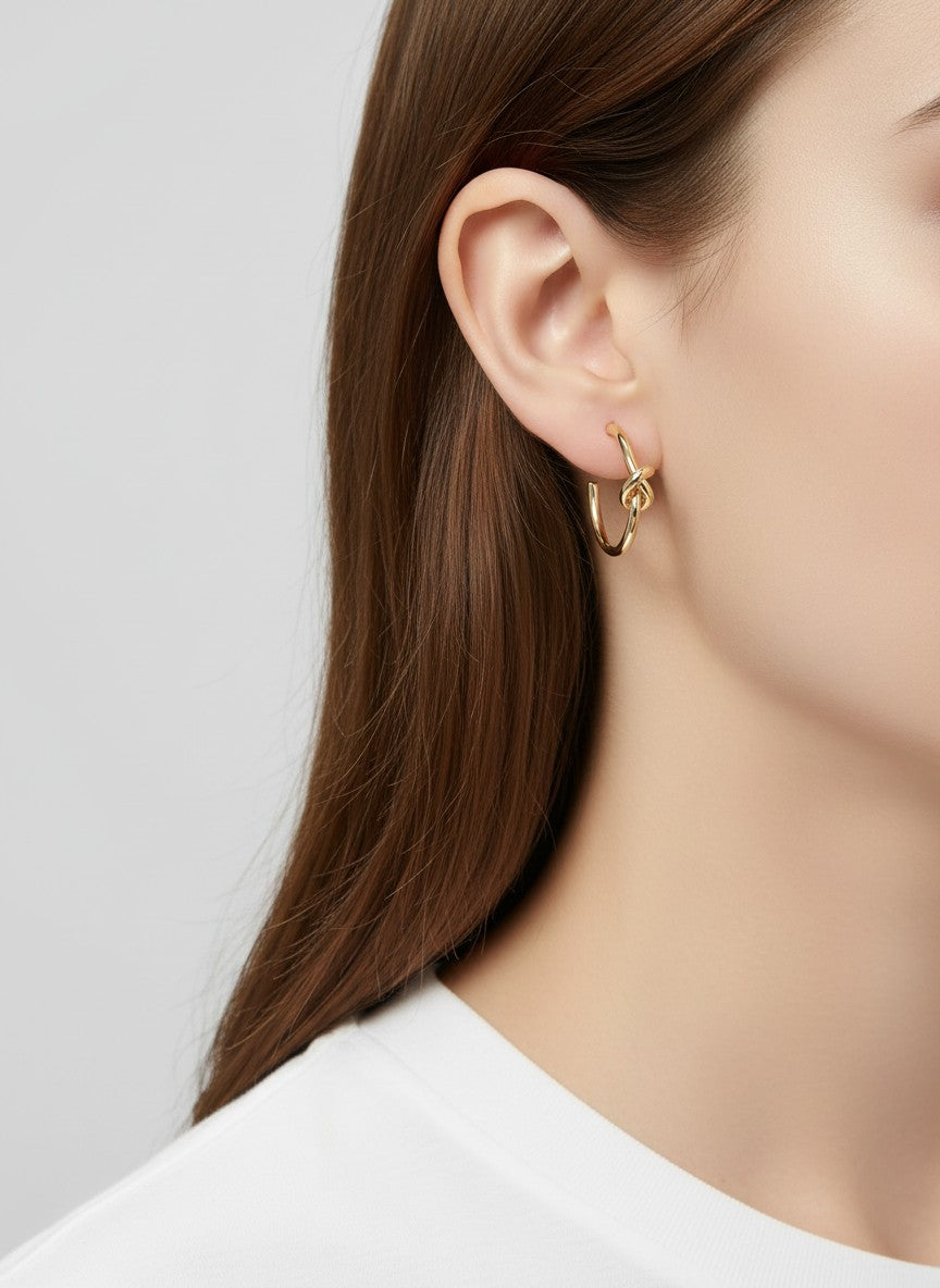 1-in Knot Detail Open Hoop Earrings